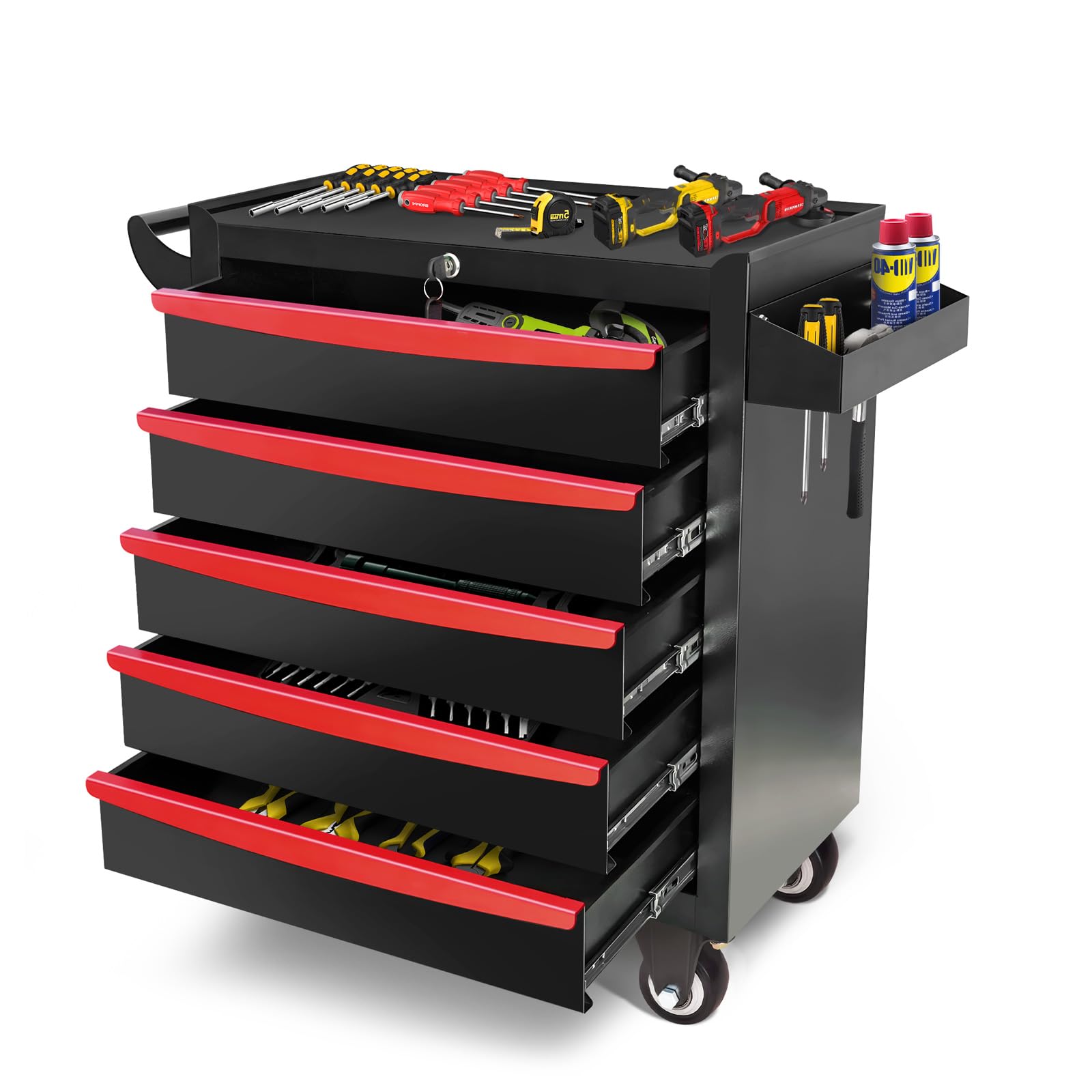 5-Drawer Rolling Tool Chest with Wheels & Lock - Heavy Duty Garage Storage Cabinet, Mobile Tool Cart for Workshop, Warehouse & Repair Shop - Perfect for Tool Organization, DIY Projects & Professional Mechanics