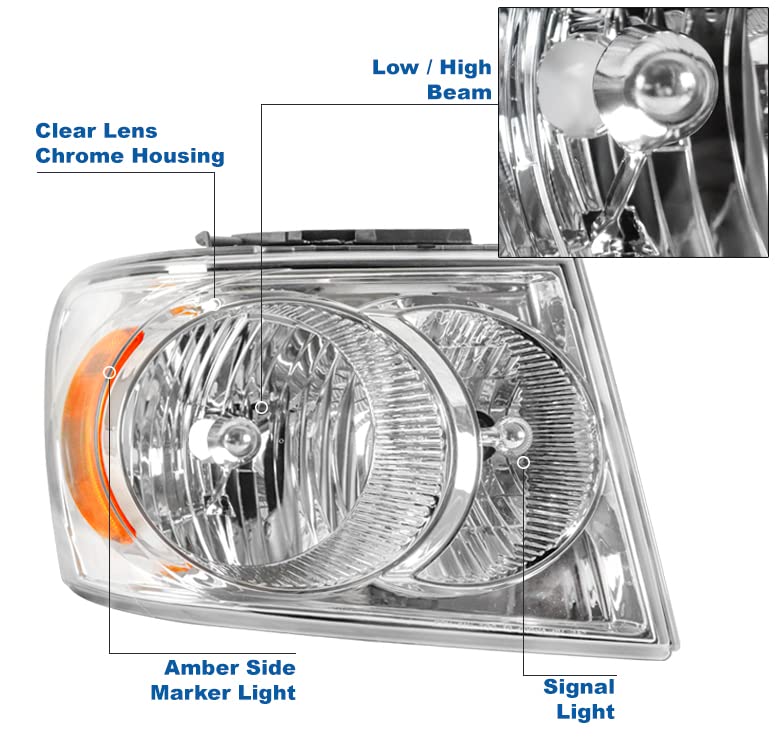 2007-2009 Dodge Durango Replacement Chrome Headlights with 6.25