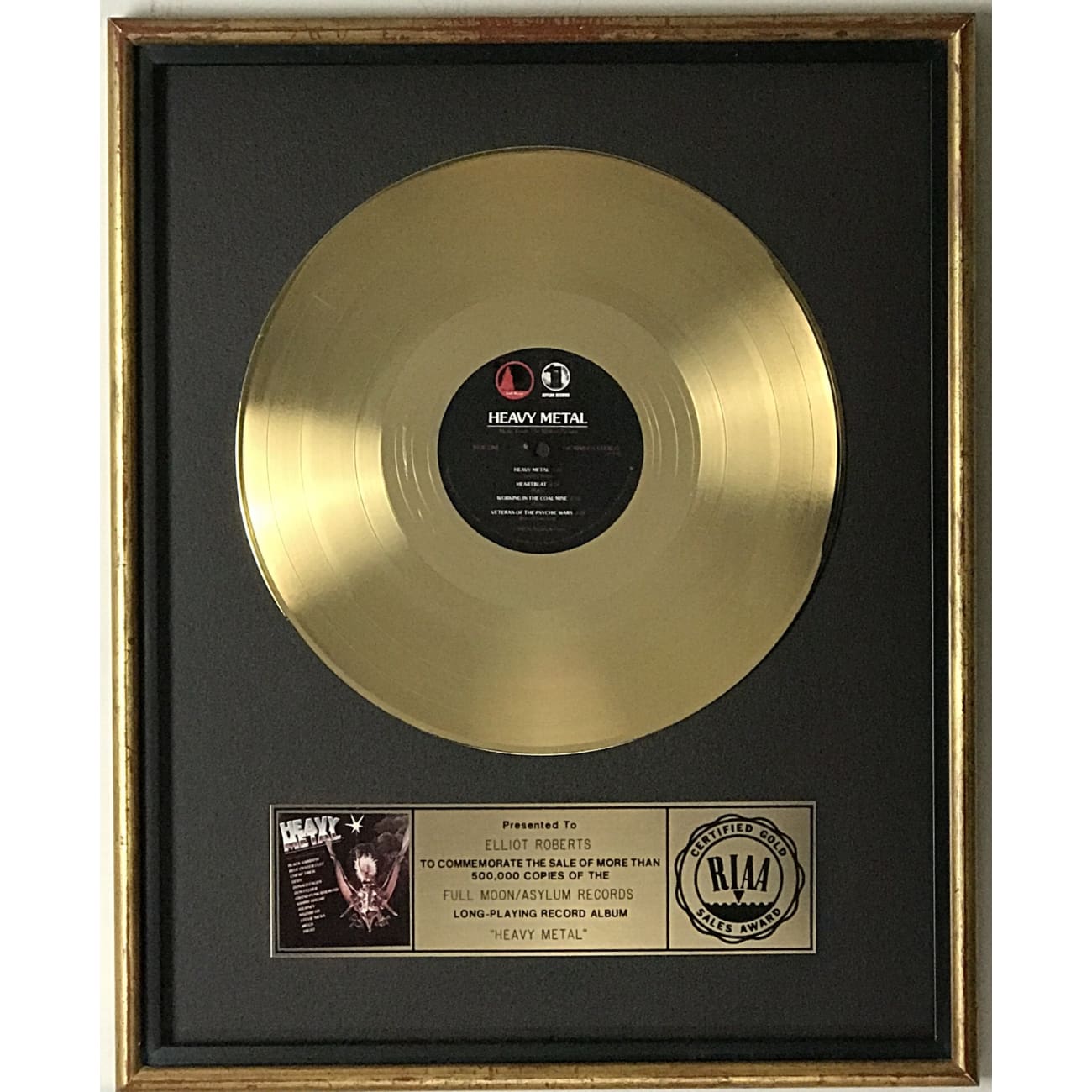 Heavy Metal 1981 Original Motion Picture Soundtrack - RIAA Certified Gold Album Award - Perfect for Movie Collectors & 80s Music Fans