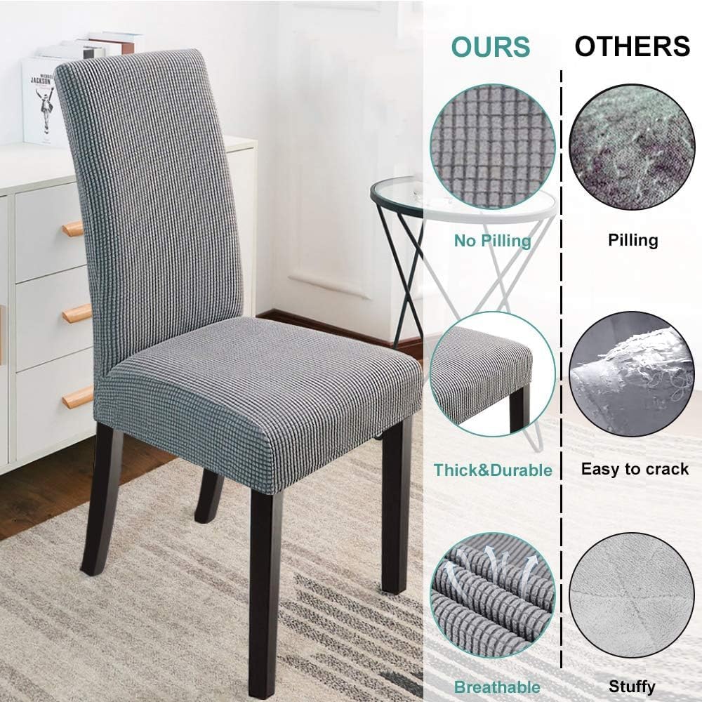 Stretch Parson Chair Covers Set of 4 - Light Grey for Dining Room