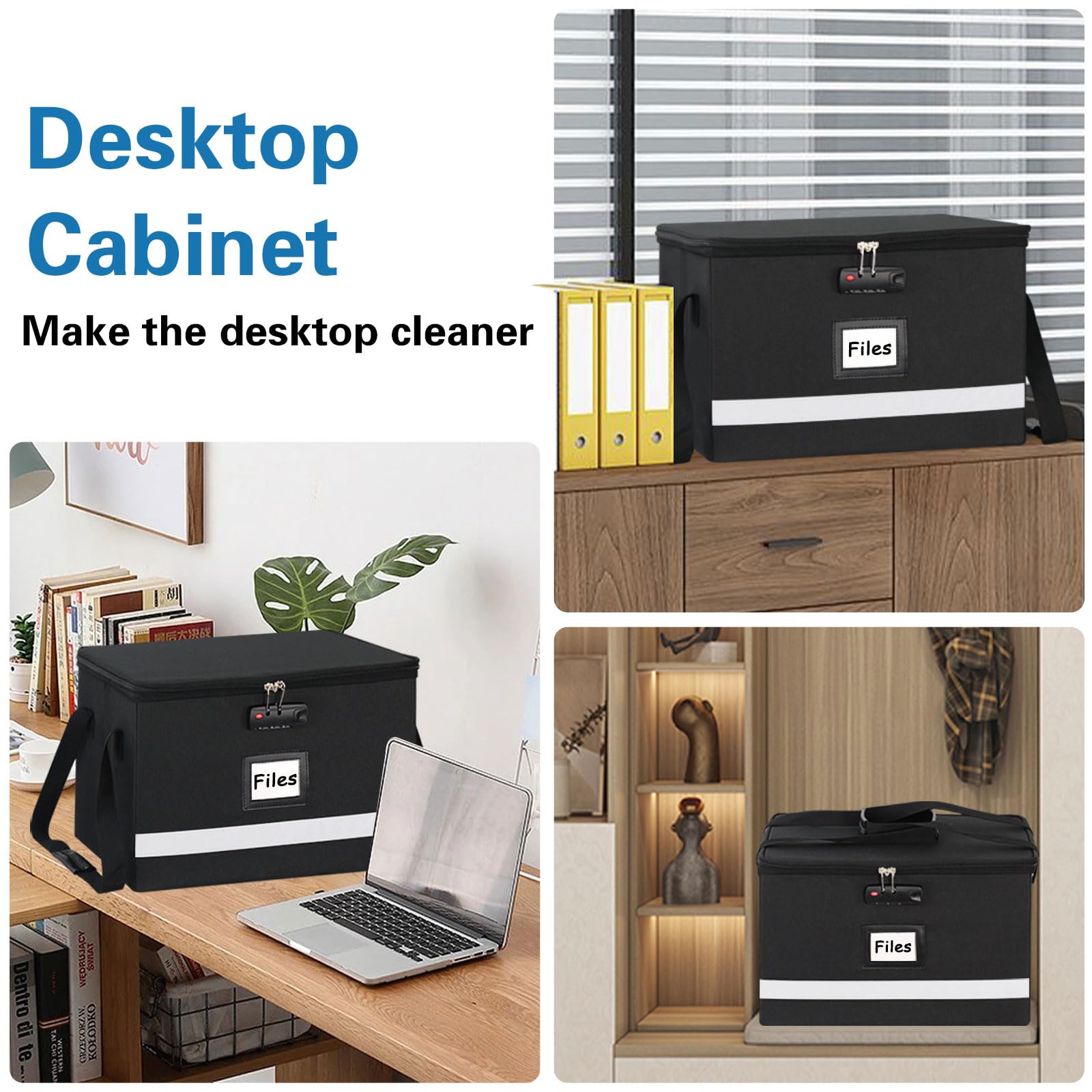 Secure Locking File Box with Handle - Portable Document Organizer for Letters & Legal Folders, Sturdy Design with Label Slot & Reflective Strip | Perfect for Office, Home & Travel Document Storage