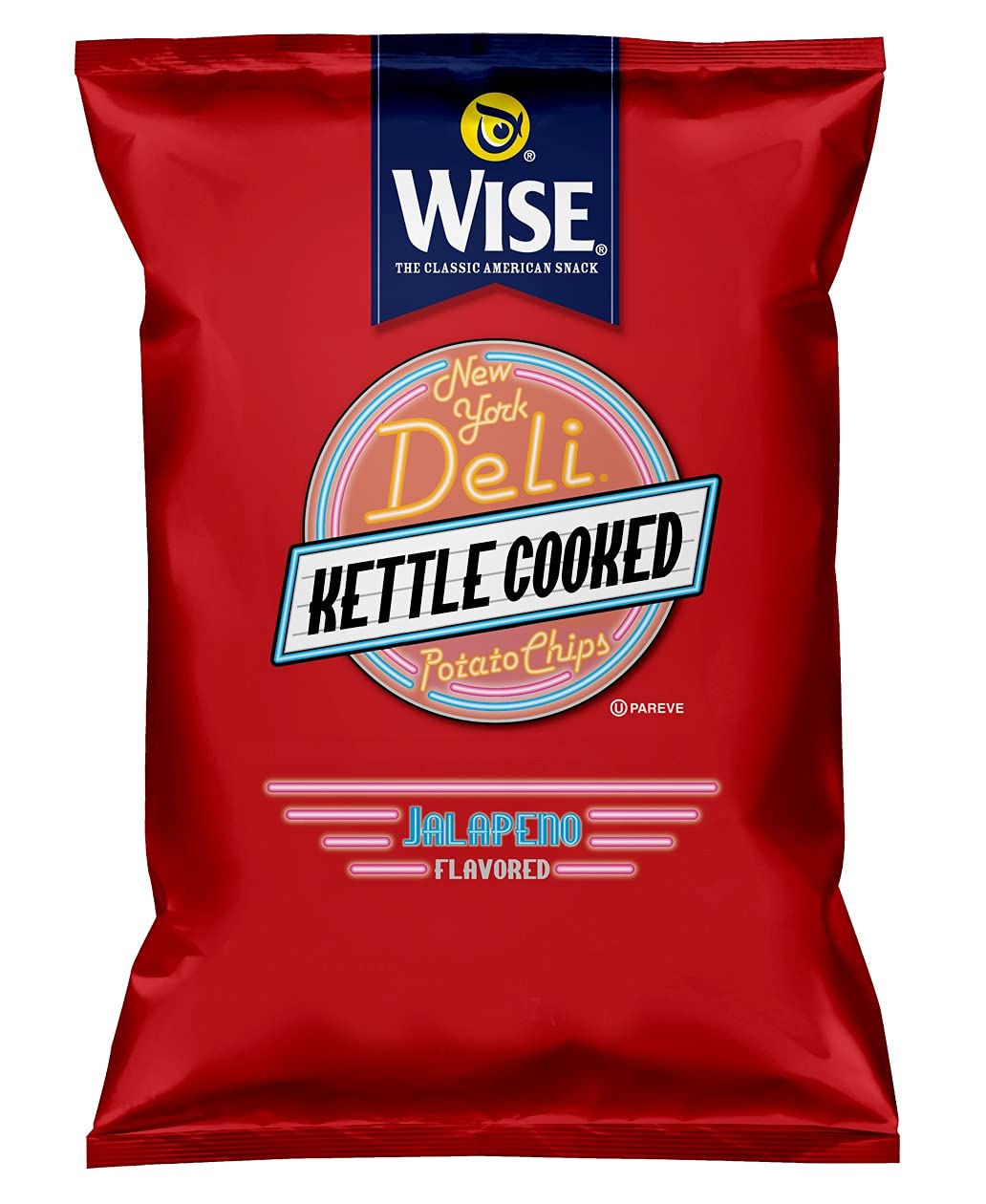 Wise Snacks KETTLE JALAPENO Potato Chips 1.25oz (5-Pack) & Osem Bamba Peanut Butter Snacks 1oz (1-Pack) - Spicy & Crunchy Snack Bundle (6 Bags Total) - Perfect for Parties, Movie Nights & On-the-Go Snacking