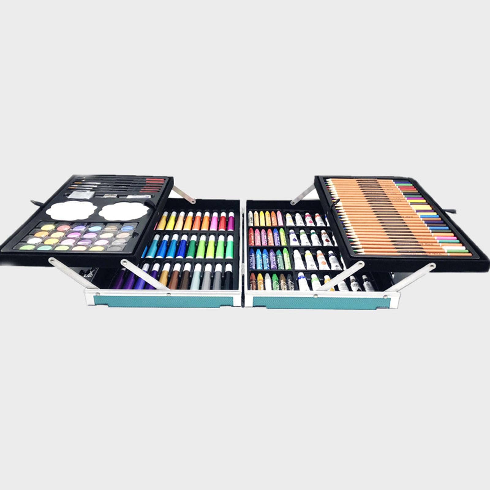 145-Piece Aluminum Box Layered Folding Storage Set for Colored Pencils, Oil Pastels & Watercolors - Premium Art Painting Supplies Organizer for Artists, Students & Crafters - Perfect for Studios, Classrooms & Home Art Projects