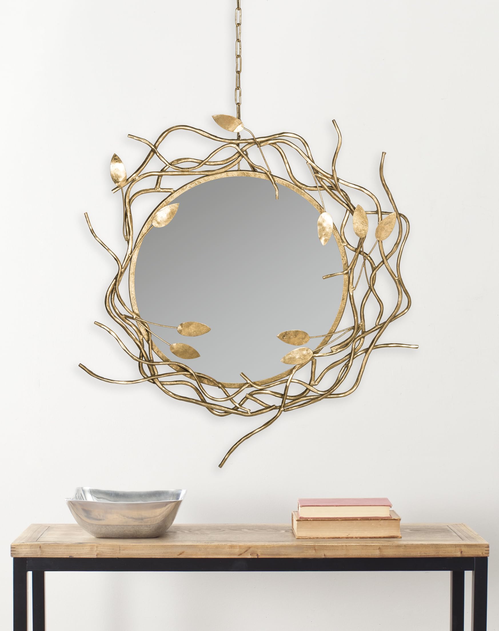 SAFAVIEH MIR4062A Antique Gold Wreath Mirror - Elegant Home Decor for Living Room, Bedroom, or Entryway