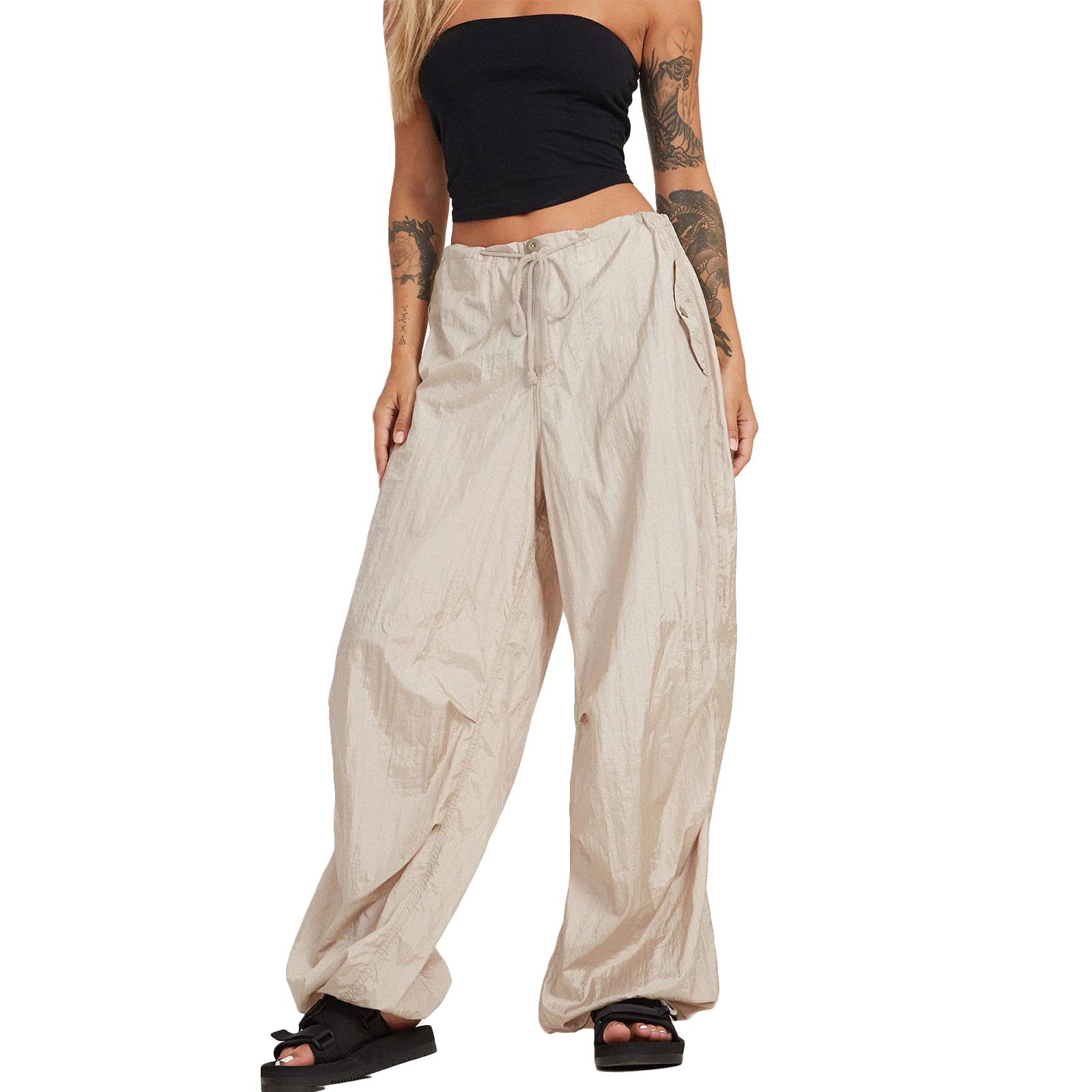 Women's Baggy Cargo Pants with Pockets - Y2K High Waist Hip Hop Joggers | Loose Casual Sweatpants for Streetwear | Perfect for Urban Fashion, Workout & Daily Wear