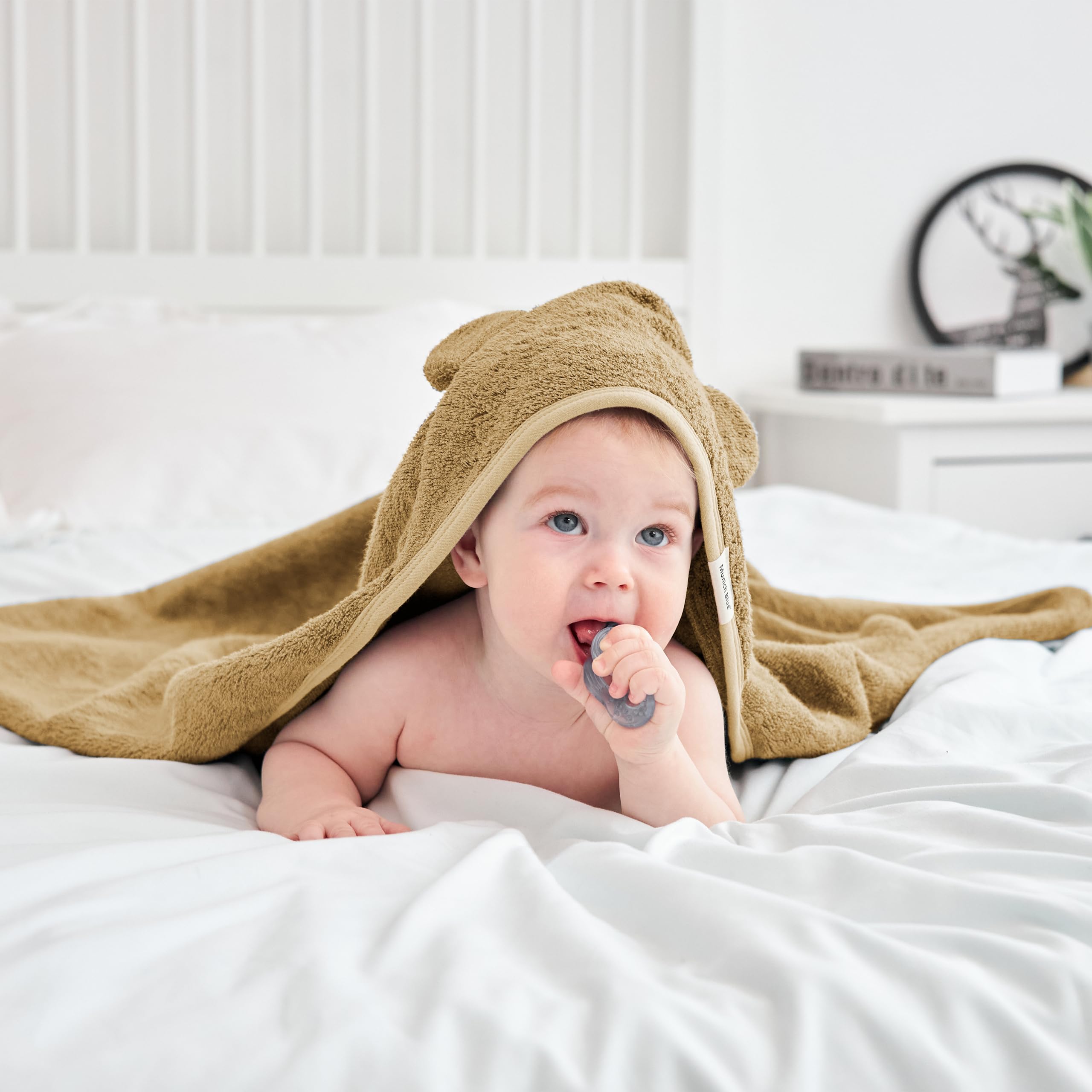 Soft Baby Bath Towel with Cute Bear Ears - 600 GSM 35x35 Inch Cozy Toddler Towel for Boys & Girls - Newborn, Infant & Toddler Hooded Towel (Brown Sugar) - Perfect for Bath Time, Swimming & Spa Days