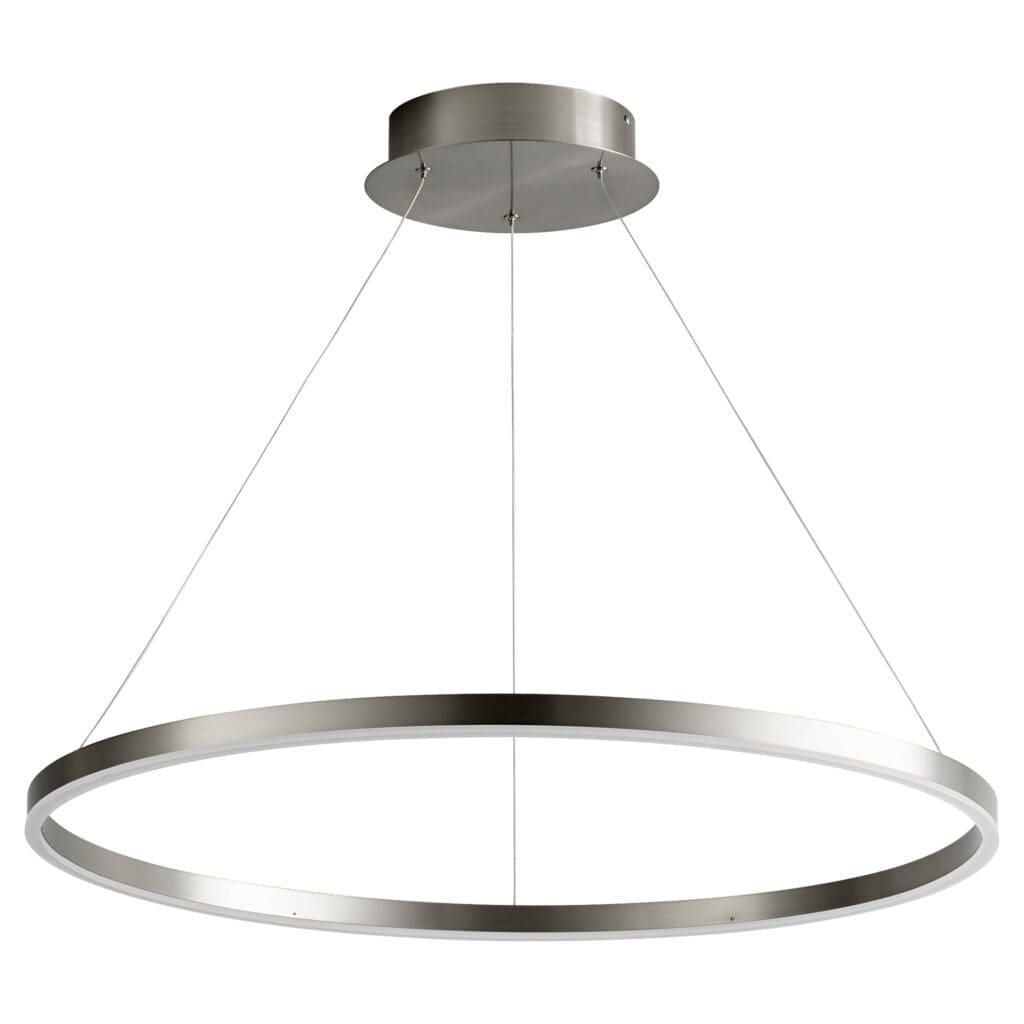 Oxygen Circulo 3 65 24 Pendant Light - 32 Inch Modern LED Ring Chandelier in Satin Nickel Finish - Perfect for Dining Room, Kitchen Island, and Contemporary Home Decor