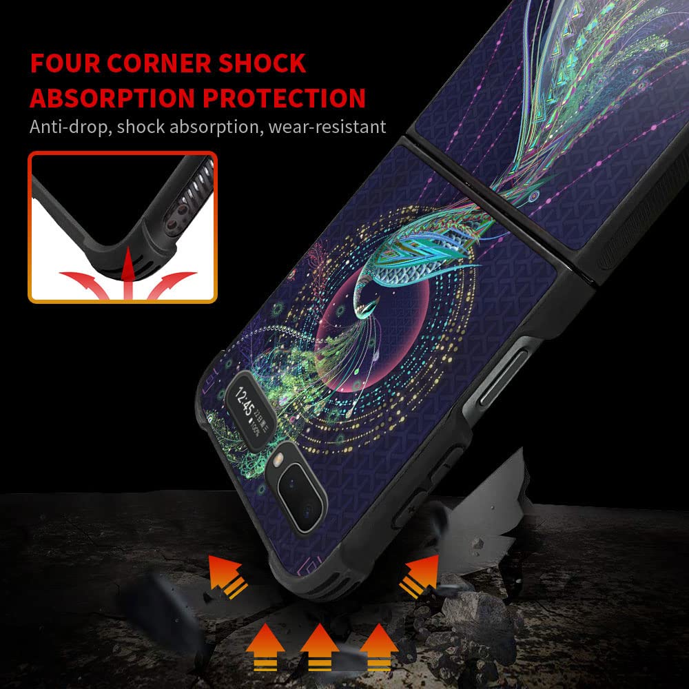 Samsung Galaxy Z Flip 5G Case with Military-Grade Protection | Shockproof & Anti-Scratch Phone Cover | Stylish Peacock Design | Perfect for Outdoor Adventures & Daily Use