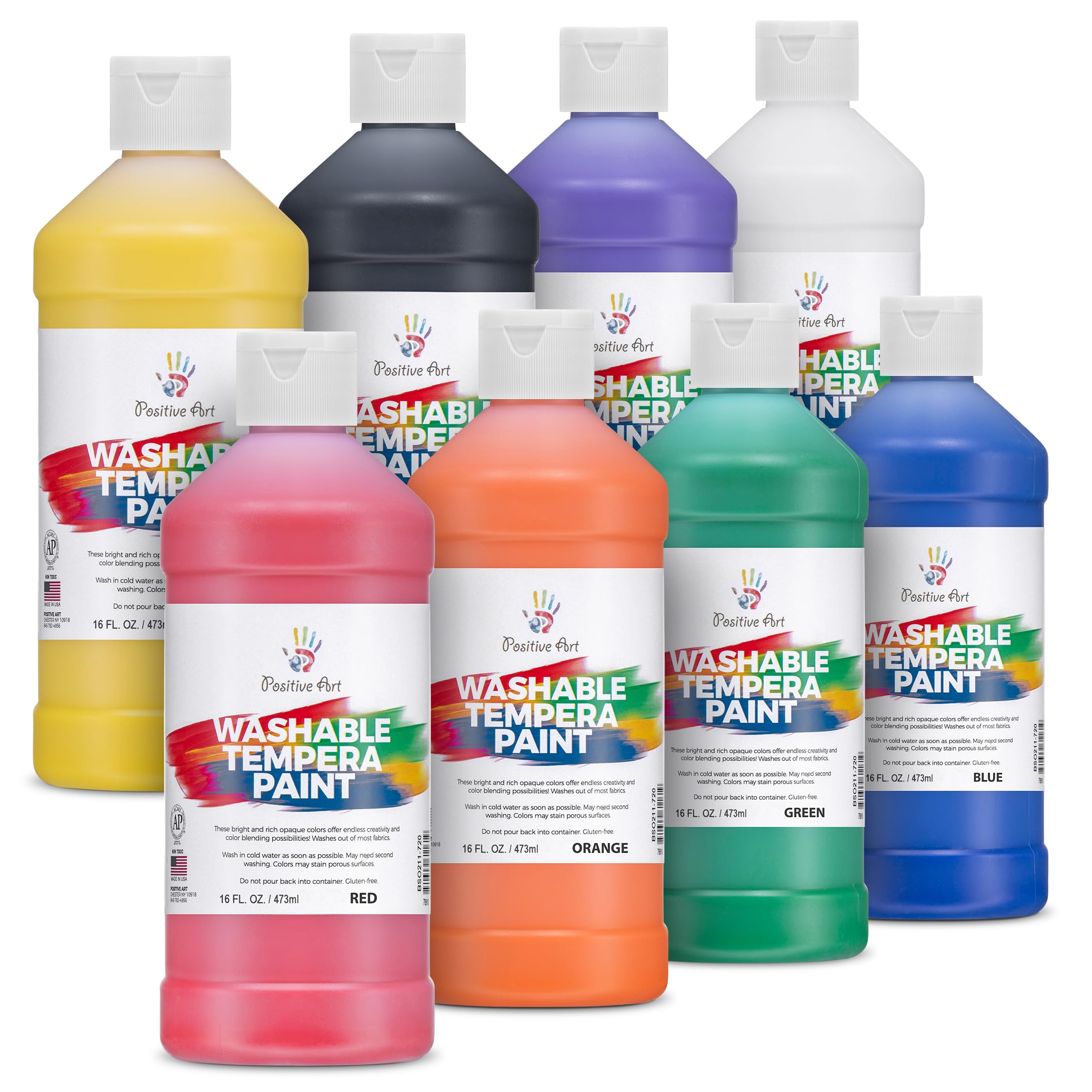 Non-Toxic Washable Tempera Paint Set for Kids - 8 Vibrant Colors (16oz Each) | Safe Finger Paint for Classroom, School & Art Projects | Bulk Student Paint for Creative Activities & DIY Crafts