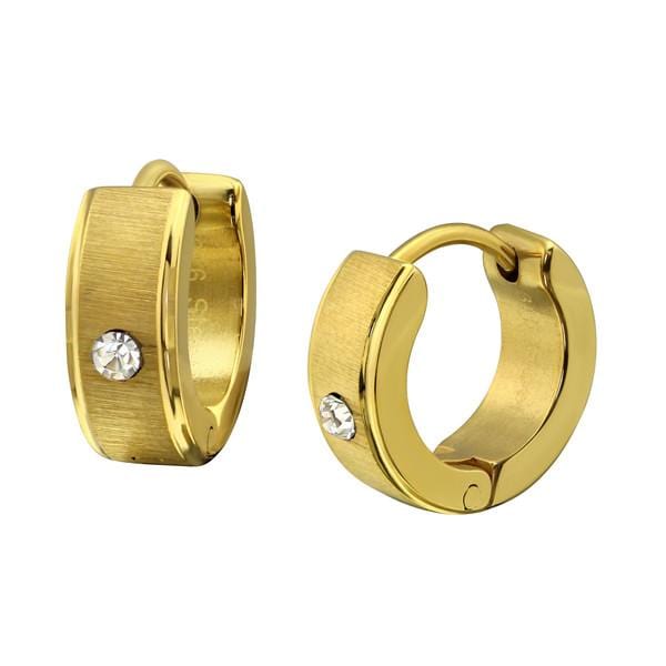 14K Gold Plated Steel Huggie Hoop Earrings with Swarovski Crystals - Perfect for Everyday Wear, Parties & Gifts