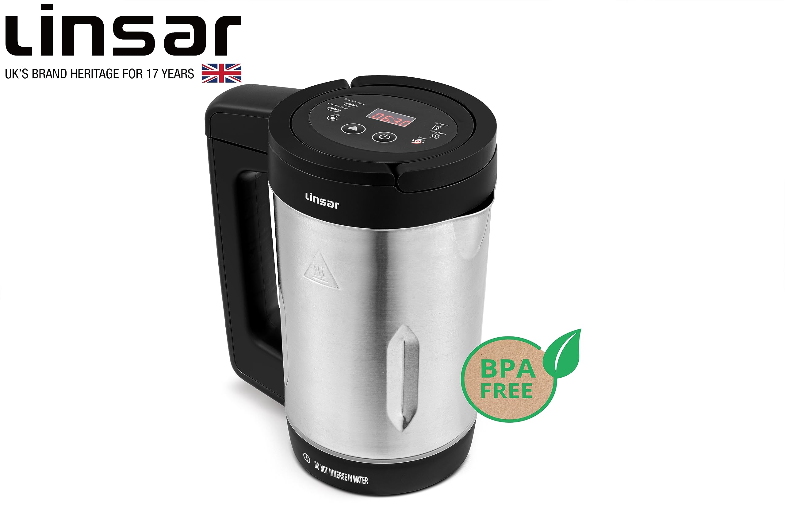 Linsar 900W High-Speed Blender with 6 Preset Programs - 1.6L Stainless Steel Jug for Smoothies, Nut Milk, Soup & More - LED Display & Keep Warm Function - Perfect for Vegan Diets & Healthy Meal Prep