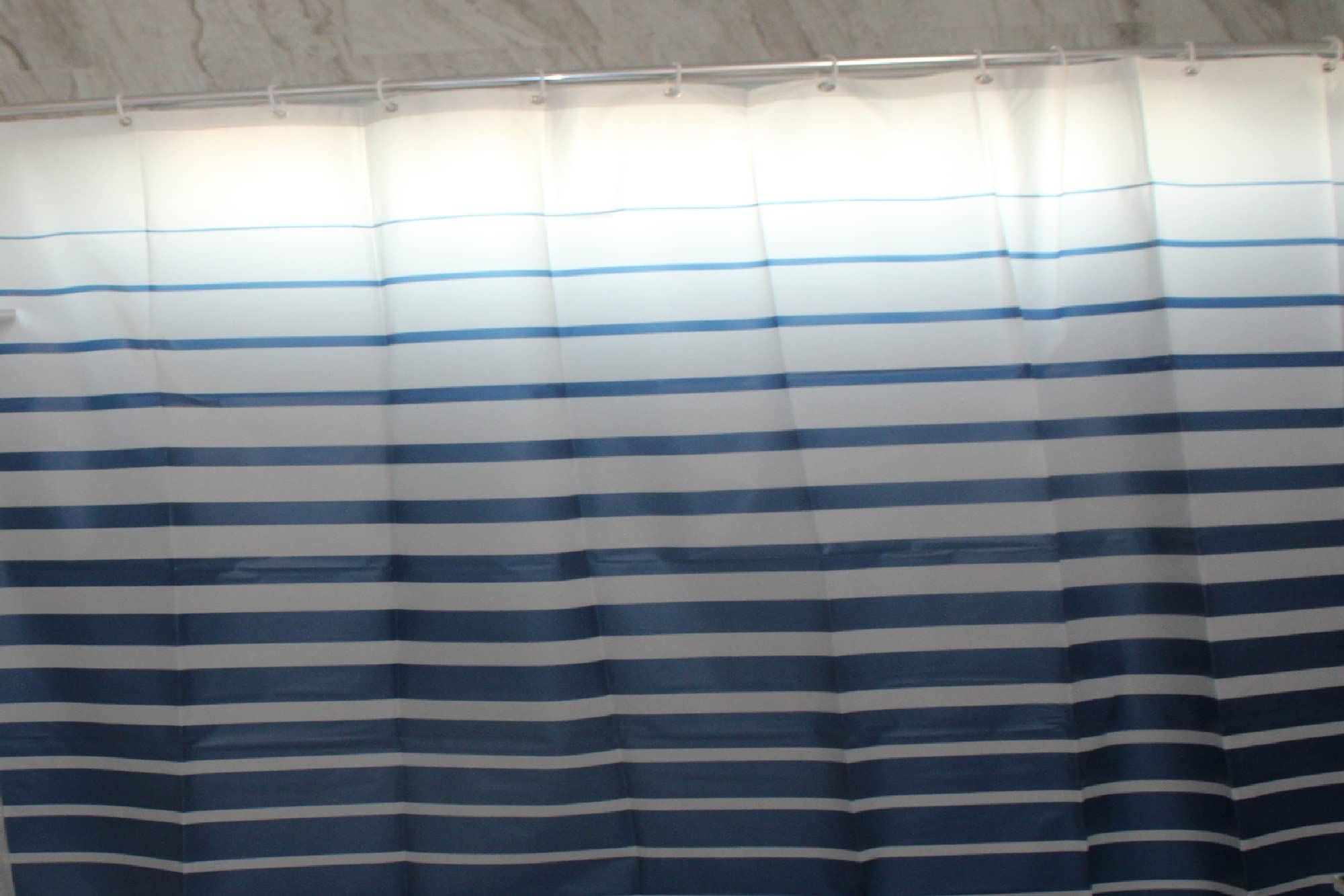 PEVA Shower Curtain Liner - Heavy Duty Waterproof Bathroom Curtain - Eco-Friendly Non-Toxic Bathtub Liner with Rustproof Grommets (Blue Stripe) - Perfect for Bathrooms, Dorms, Apartments & RV Showers