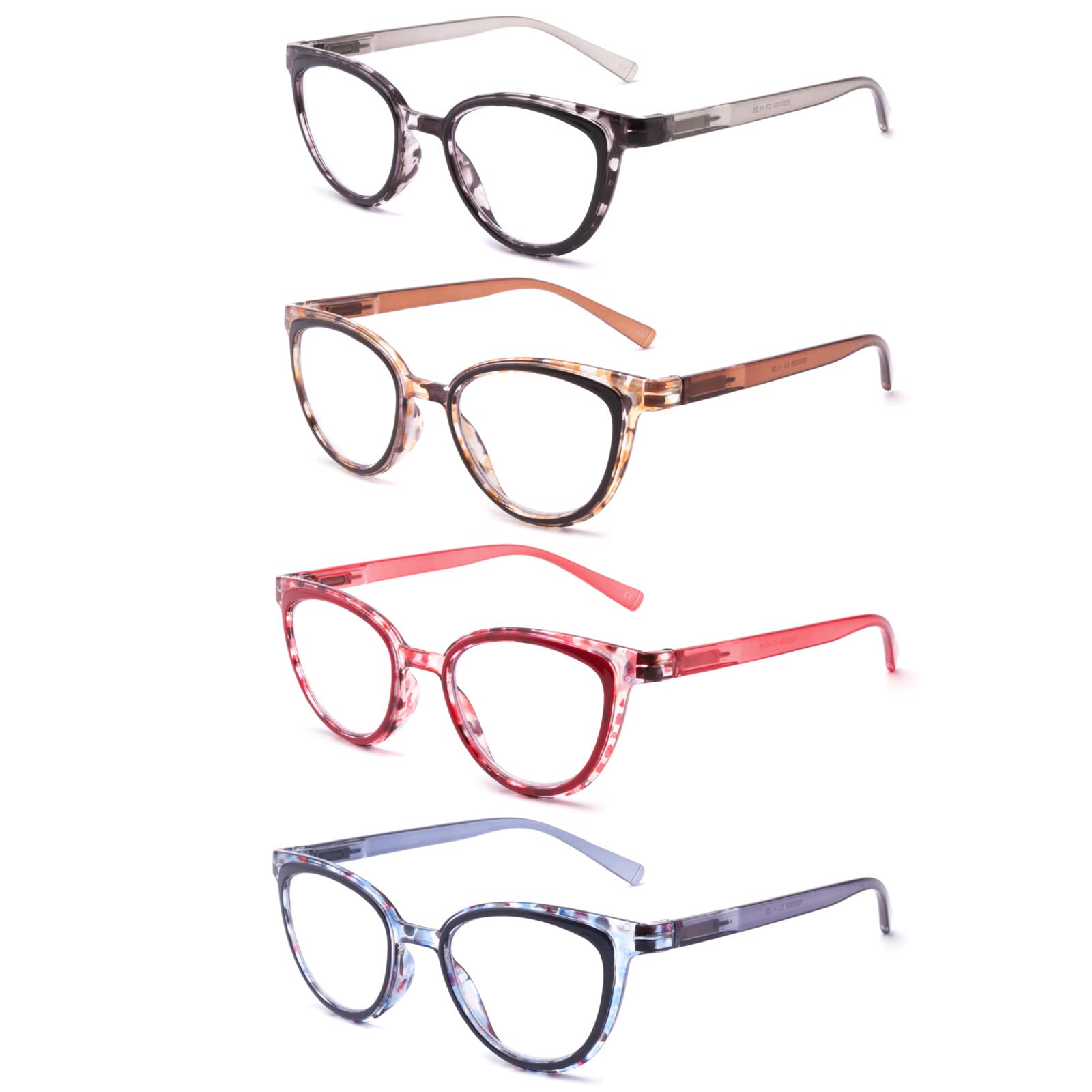 IVNUOYI 4 Pack Blue Light Blocking Reading Glasses for Women - Anti Glare UV Protection, Spring Hinge Computer Eyeglasses (1.0 Strength) - Perfect for Office Work, Screen Time & Reading
