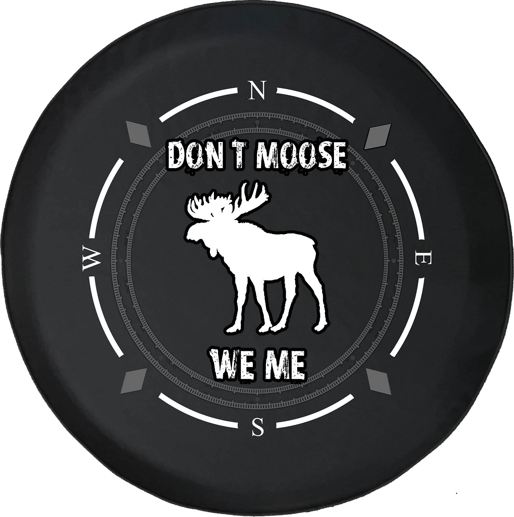 American Unlimited Spare Tire Cover with Compass Design - 'Don't Moose with Me' Wheel Cover for SUV, Trailer, RV & Various Vehicles | Durable & Weatherproof Accessory for Off-Road Adventures & Camping Trips
