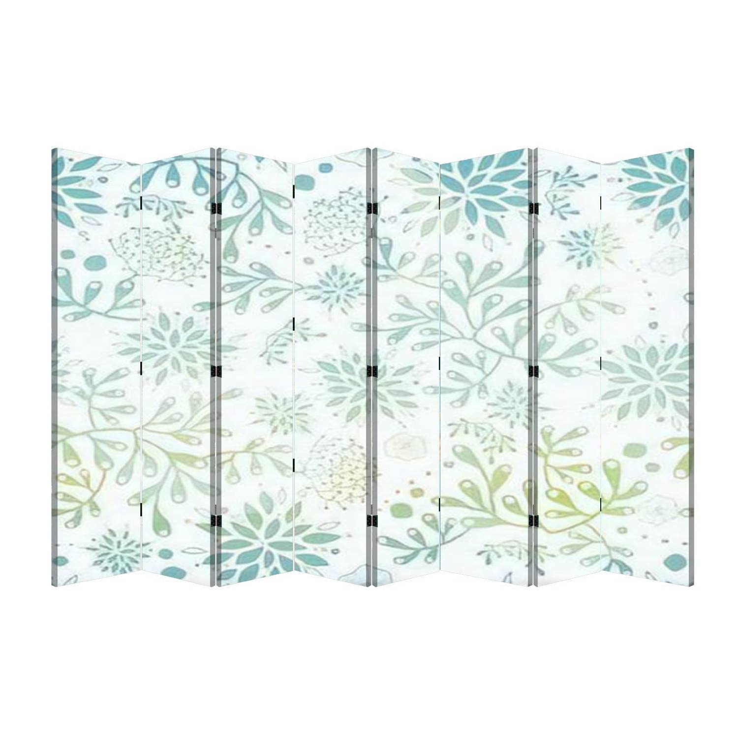 Blue Green Nautical Seaweed Folding Room Divider - 8 Panel Privacy Screen for Home, Office & Bedroom | Portable Freestanding Partition with Marine Inspired Fabric | Perfect for Creating Private Spaces in Living Rooms, Dorms or Studios