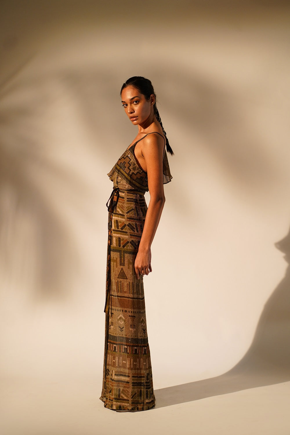 Stylish Green Aztec Print Drape Dress for Women | Boho Chic Maxi Dress | Perfect for Festivals, Vacations & Summer Outfits