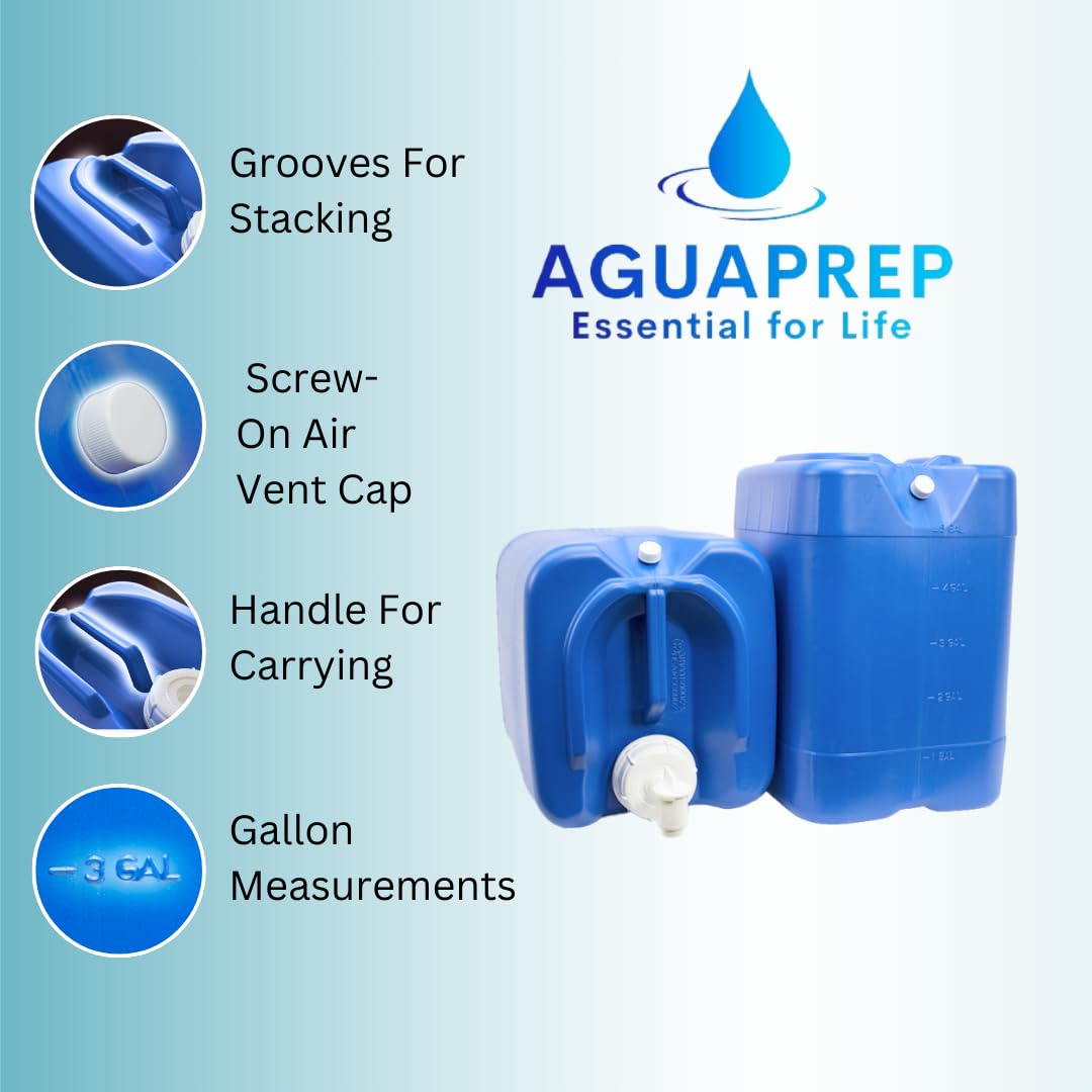 5-Gallon Stackable Water Storage Containers with Lids & Spigots - Emergency Water Supply for Camping, RV, Disaster Preparedness - Easy Fill, Survival Kit Essential - 30 Gallon (6 Tanks Set) - Perfect for Outdoor Adventures and Emergency Preparedness