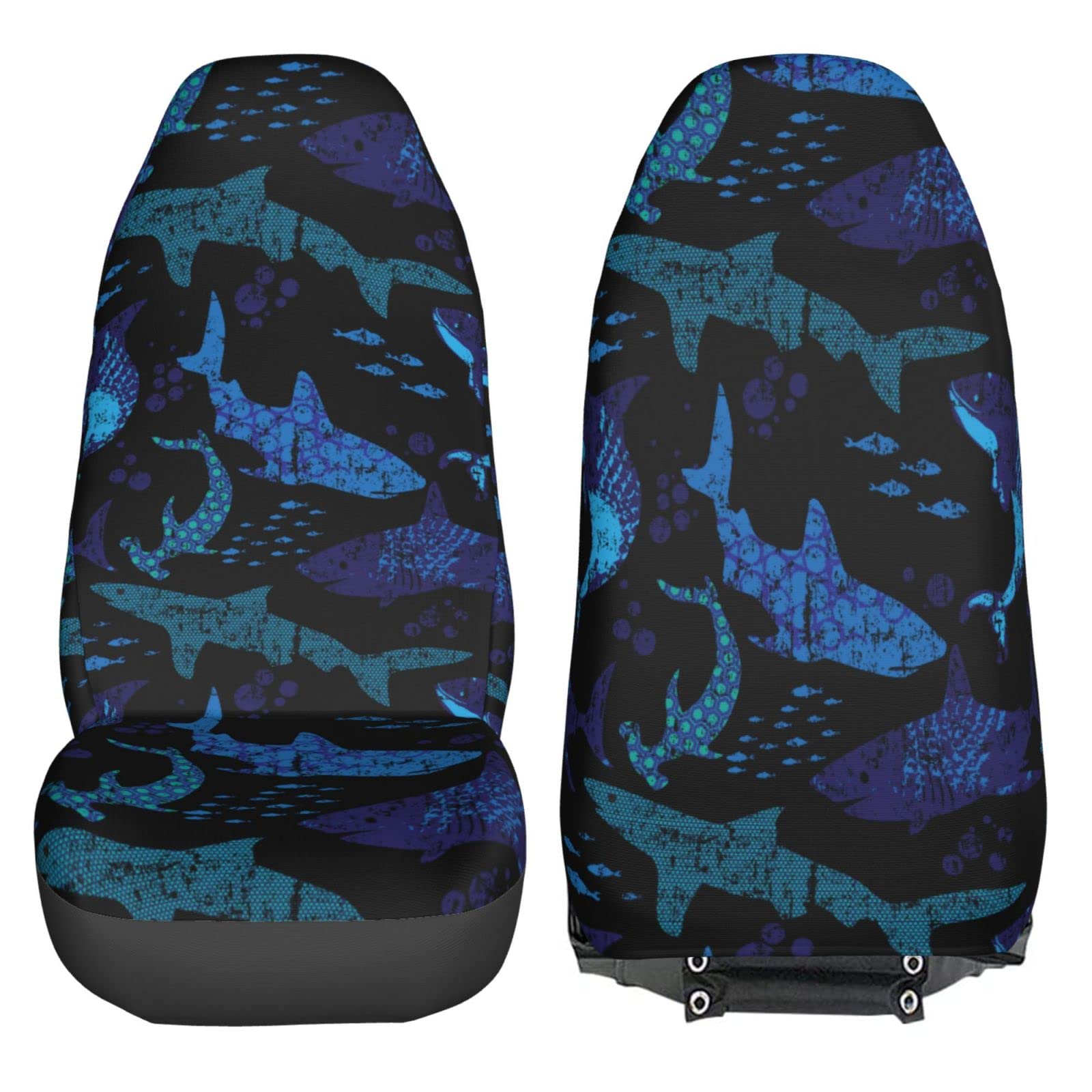 Premium Delerain 2-Piece Car Seat Covers - Universal Fit for Most Cars, SUVs, Sedans & Trucks | Shark Design Interior Protector | Perfect for Daily Commute, Road Trips & Family Travel