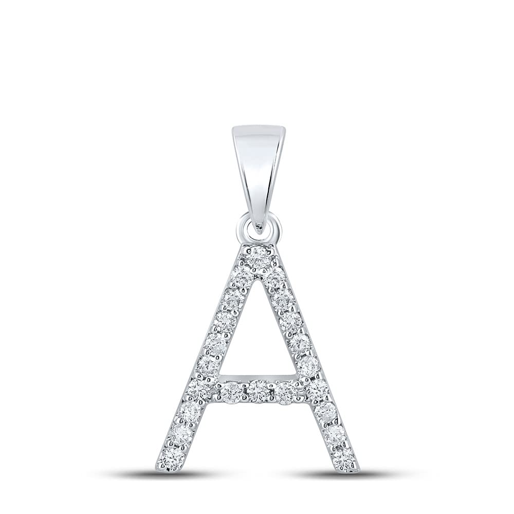 14K White Gold Women's Round Diamond Initial 
