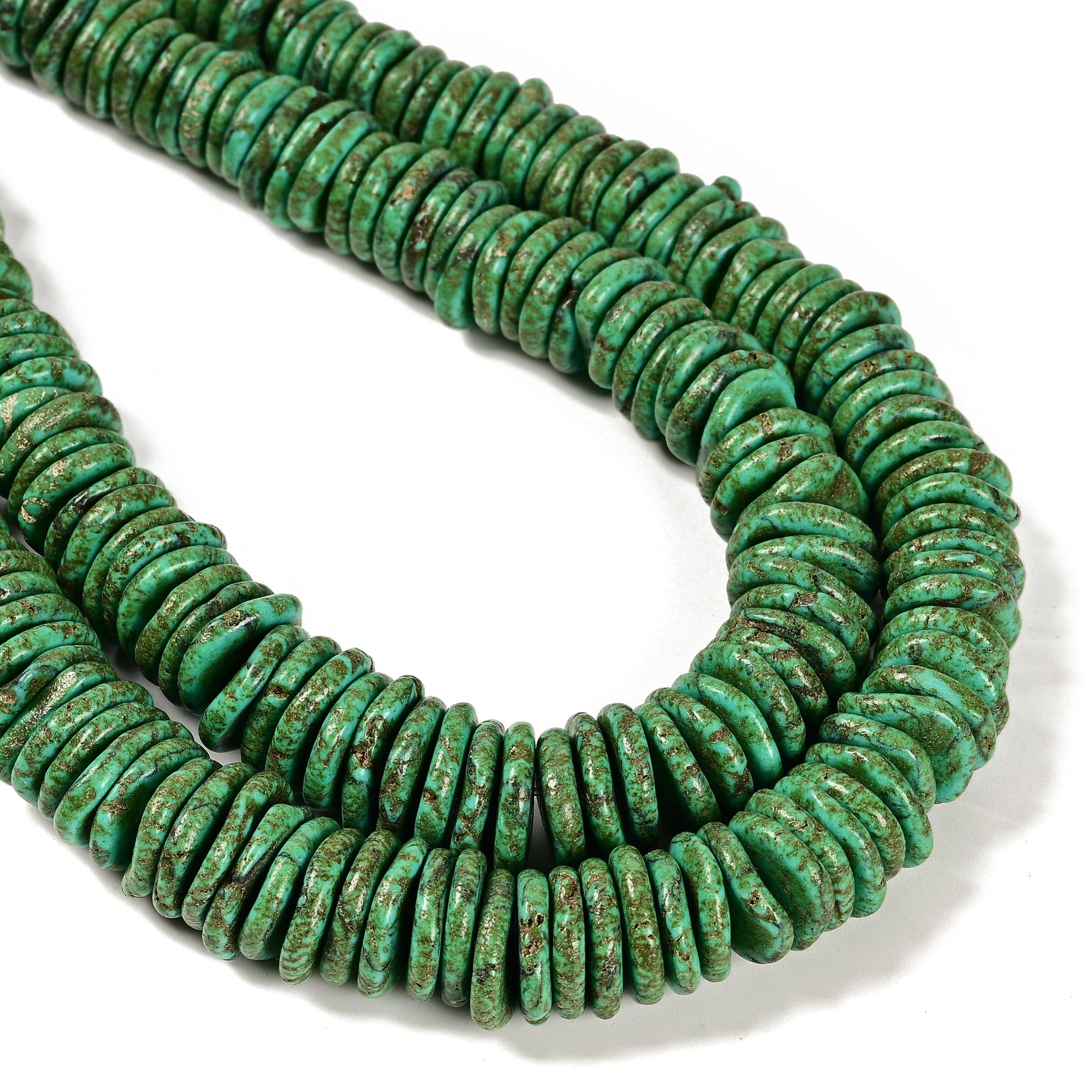 Dark Green Magnesite Turquoise Graduated Slice Beads 10-16mm 15.5 Inch Strand for Jewelry Making, DIY Bracelets & Necklaces