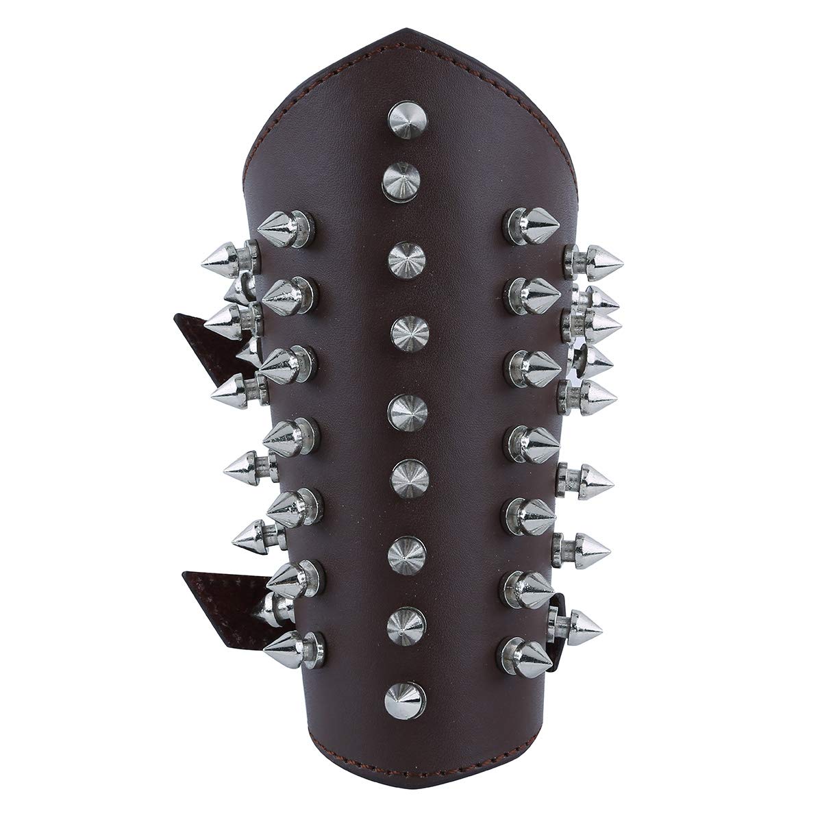 iEFiEL Unisex Faux Leather Spiked Gauntlet Wristband - Wide Protective Arm Cuff Bracer for Cosplay, Gothic Fashion & Motorcycle Riding