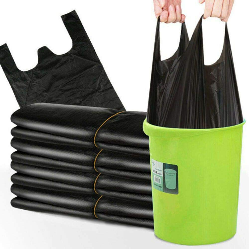 Small Trash Bags with Handles - 3 Rolls (150 Count) - Strong Wastebasket Bags for Office, Kitchen, Bedroom - Portable & Durable Garbage Bags for Home, Travel, Camping & Daily Use
