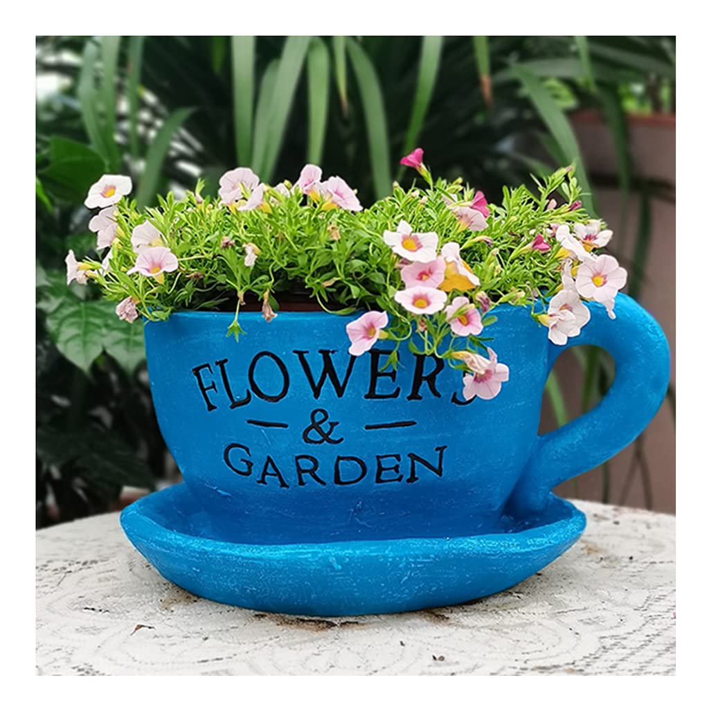 Creative Resin Coffee Cup Planters - Hand-Painted Waterproof Flower Pots for Indoor & Outdoor Use - Perfect for Home Decor, Garden, and Office Plants