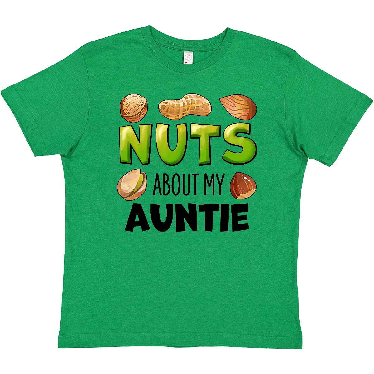 Inktastic 'Nuts About My Auntie' Peanut Almond Pistachio Graphic Youth T-Shirt - Fun Casual Wear for Kids & Family Events
