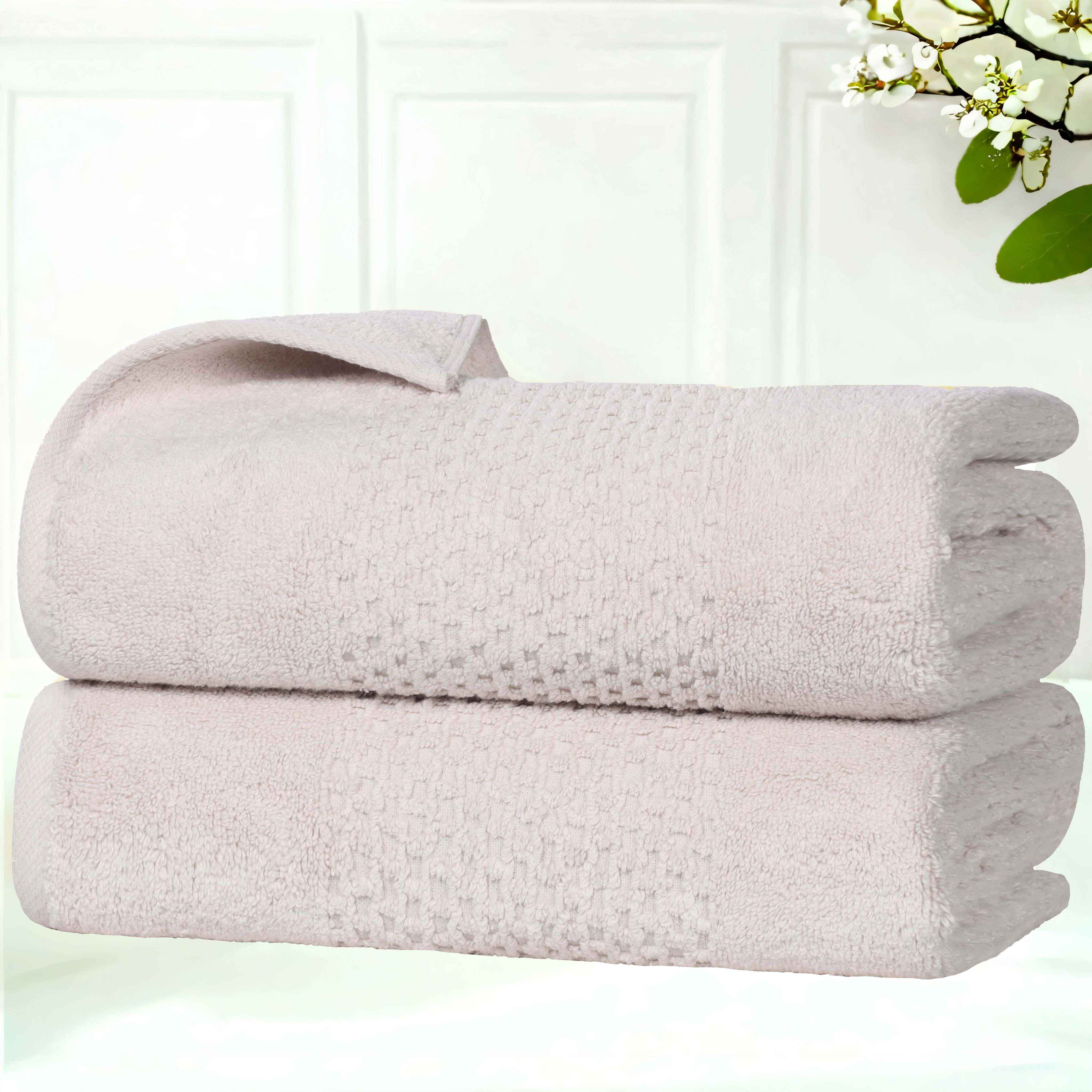 Playa Zero Twist Cotton Solid Waffle Textured Bath Towels - 2 Pack | Ultra Absorbent & Quick Dry | Perfect for Spa, Beach & Luxury Bathrooms