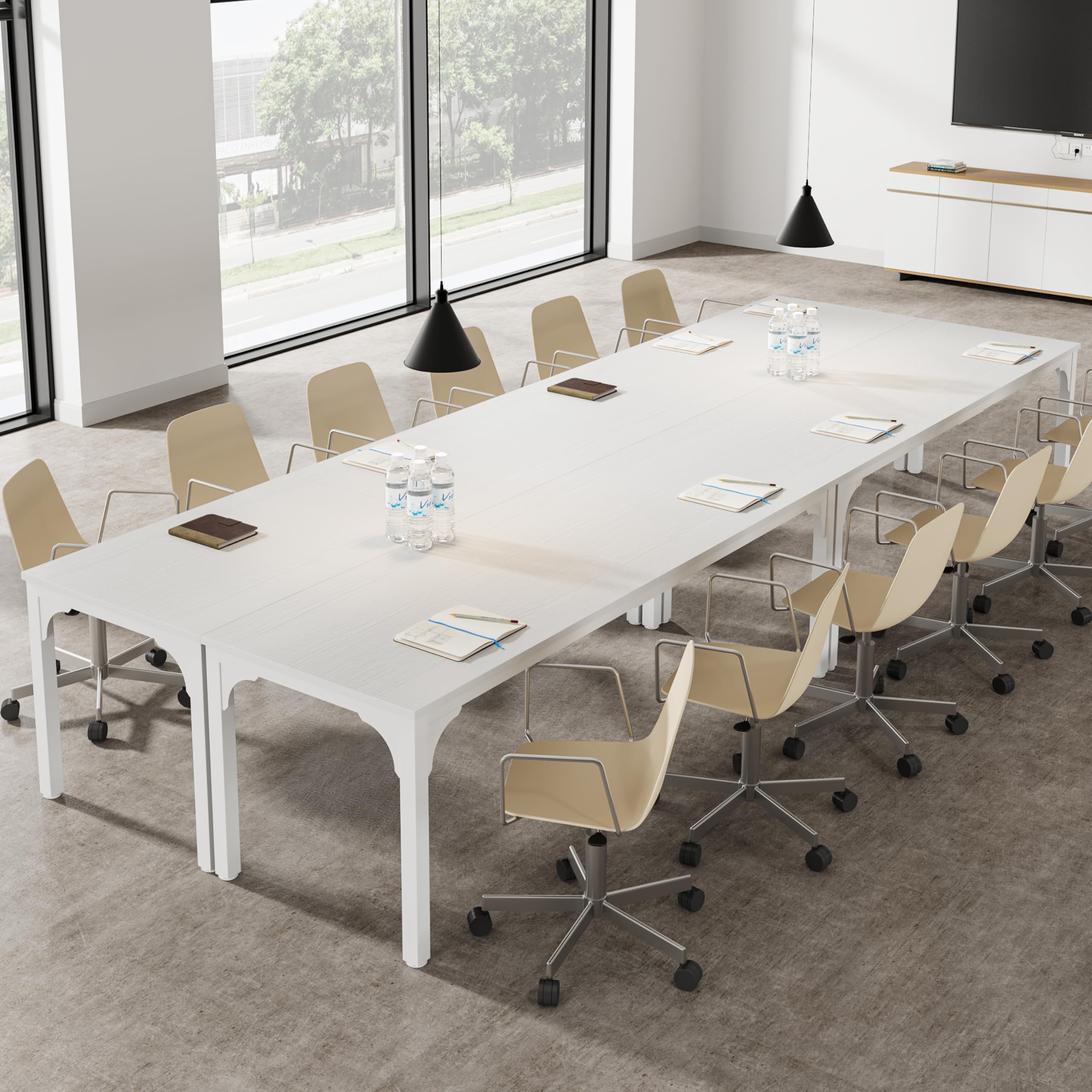6.56 FT Large Rectangle Conference Table - Super Sturdy Meeting & Seminar Table for 6-8 People, White Business Desk - Perfect for Office Meetings, Team Collaboration & Conference Rooms