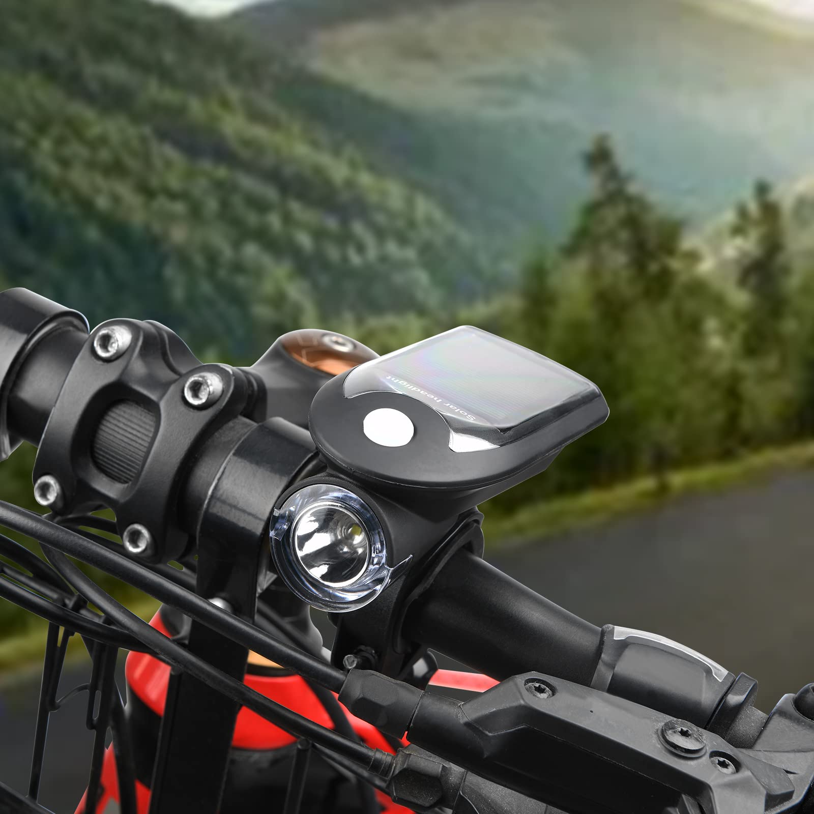 USB Rechargeable Bike Light Set - Powerful 1200LM Bicycle Headlight & Taillight with 4+3 Modes, Solar Charging, IPX5 Waterproof for Night Cycling Safety | Perfect for Road Bikes, Mountain Bikes & Commuting in Low Light Conditions