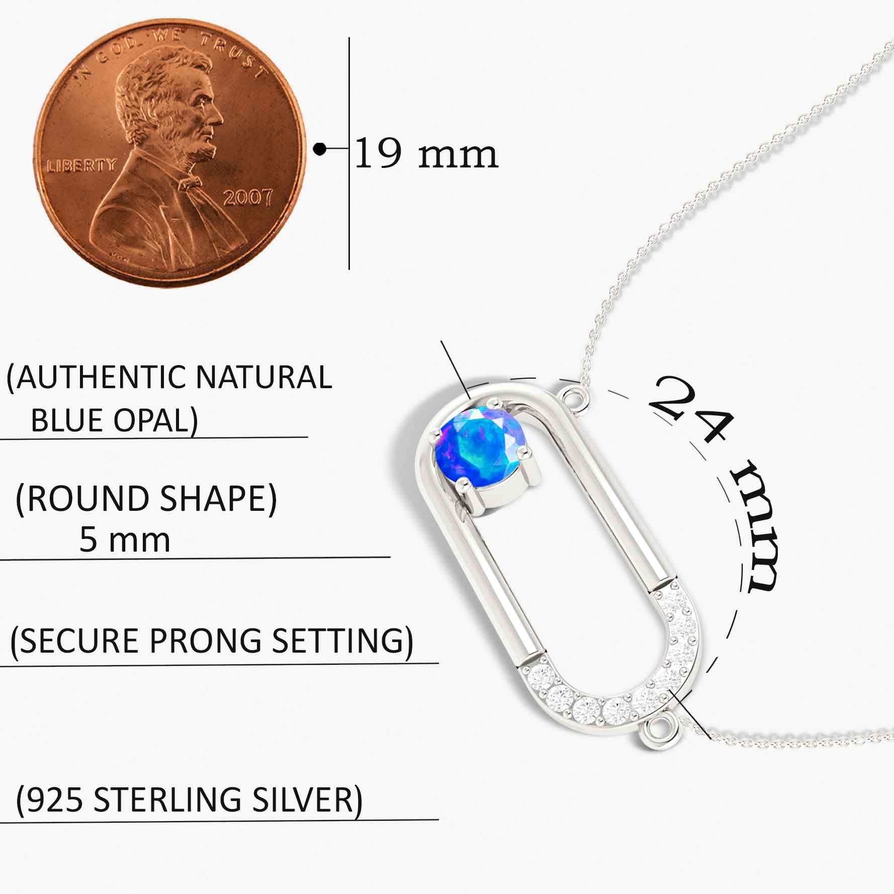 Natural Blue Opal Rectangle Pendant Necklace for Women - Elegant Chain Jewelry for Everyday Wear & Special Occasions