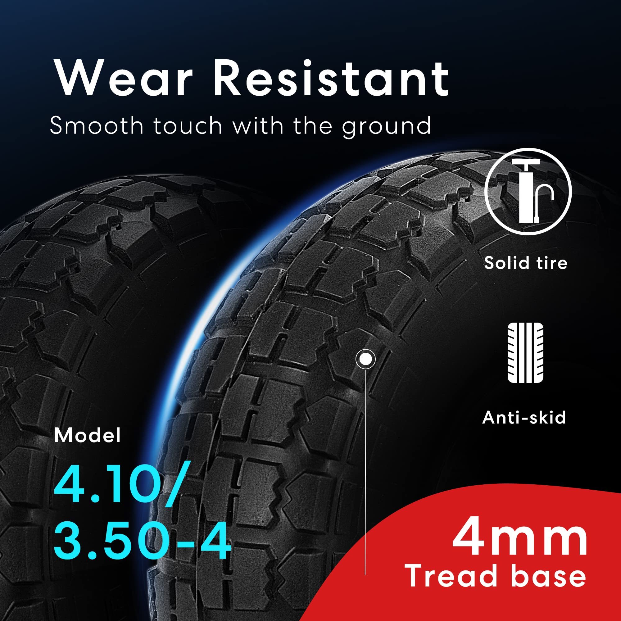 VIVOHOME 4.10/3.50-4 Heavy Duty Polyurethane Solid Wheels - 4 Pack Replacement Tires for Garden Utility Wagon, Snowblower, Lawn Mower, Wheelbarrow & Trolley - Perfect for Outdoor Yard Work, Landscaping & Snow Removal