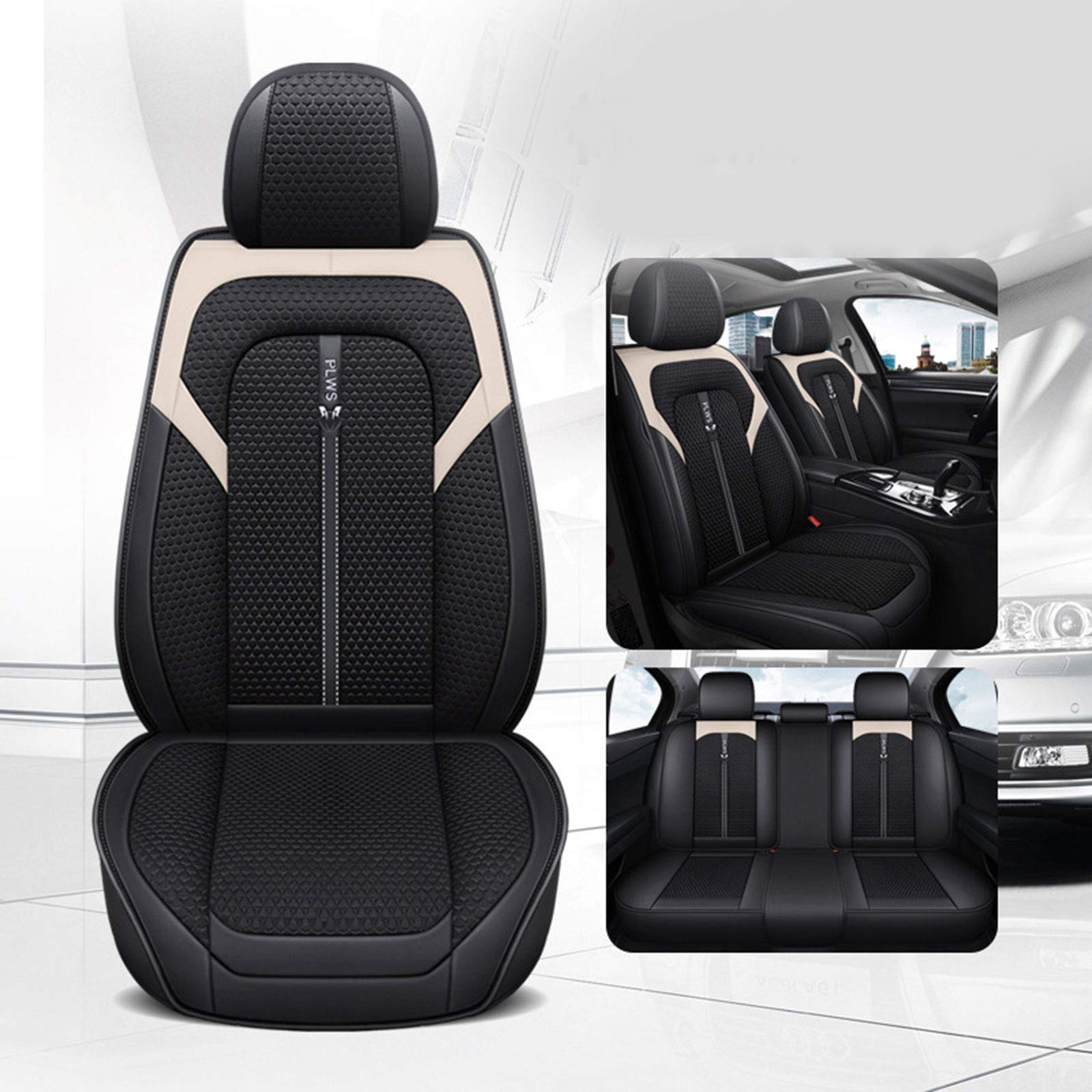 Premium Ice Silk 5-Piece Car Seat Covers for Jeep Compass, Wrangler, Patriot, Cherokee, Grand Cherokee, Commander & Renegade - Breathable Beige Seat Cushion Protectors for Comfort & Style - Perfect for Road Trips, Daily Commutes & Off-Road Adventures