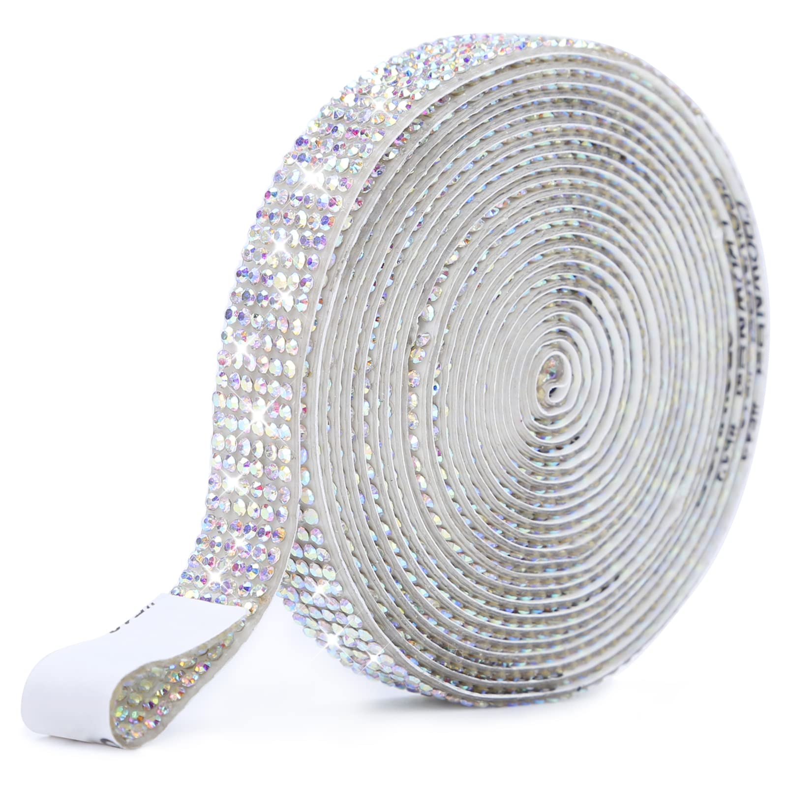 3.3 Yards Self-Adhesive Rhinestone Ribbon - Sparkling Diamond Sticker Tape for Phone Cases, Car Decor, Wedding Cakes, DIY Crafts & Home Decoration (0.51inch Wide, Multi-Color) - Perfect for Party Decor, Gift Wrapping, Scrapbooking & Nail Art Designs