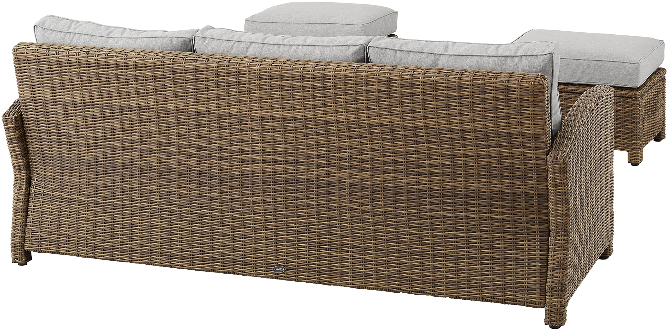 Crosley Bradenton 3-Piece Outdoor Wicker Sofa Set with Gray Cushions - Patio Furniture Conversation Set for Porch, Deck, Backyard & Garden Relaxation