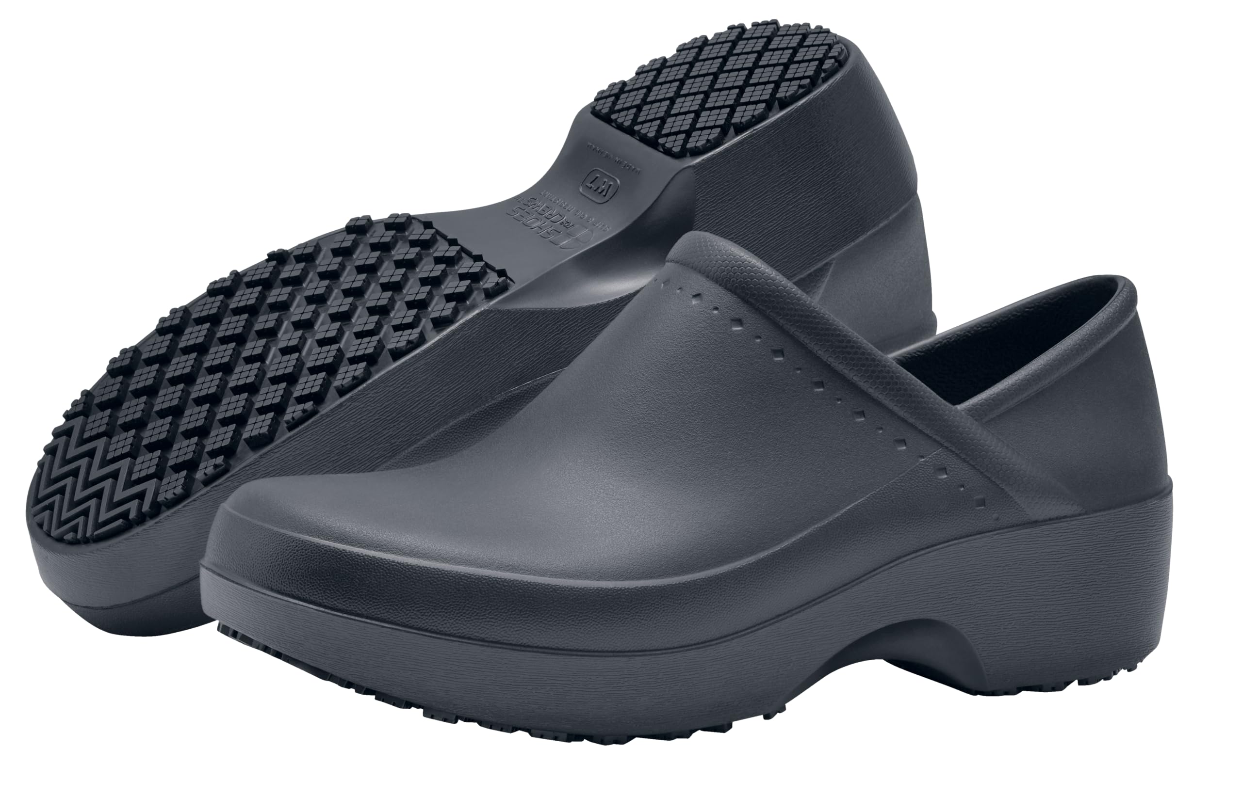 Slip-Resistant Leather Clogs for Women - Non-Skid Waterproof Work Shoes for Chefs, Nurses & Gardeners | Comfortable Kitchen & Food Service Shoes | Black Professional Safety Footwear for Healthcare & Outdoor Work