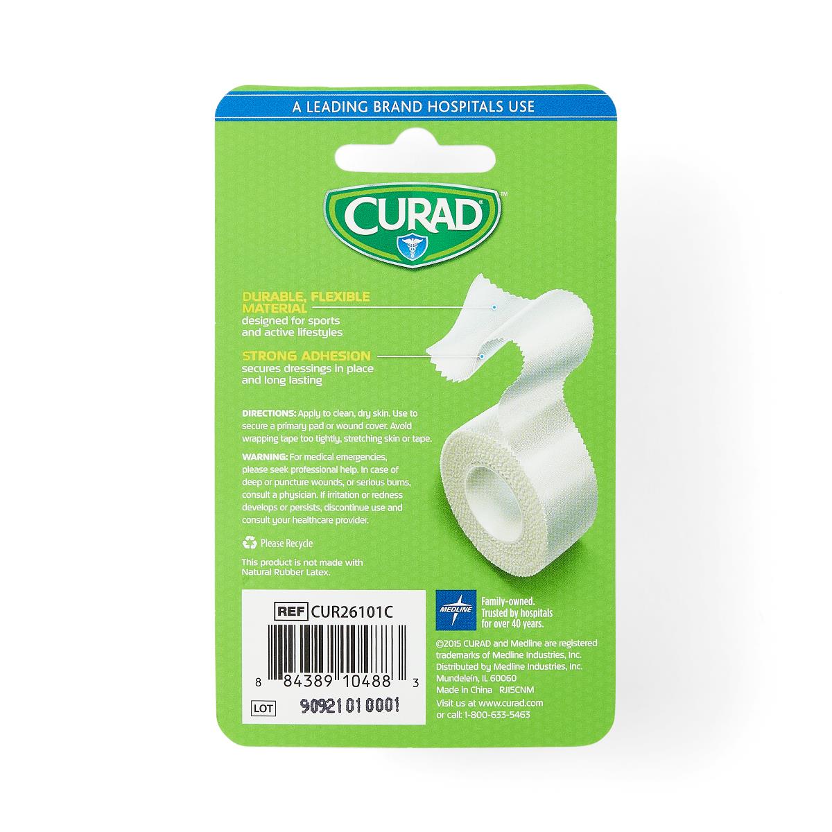 CURAD Heavy Duty Cloth Tape 1 Inch x 10 Yards - Strong Adhesive First Aid Tape for Sports Injuries, Wound Care & Bandage Securing