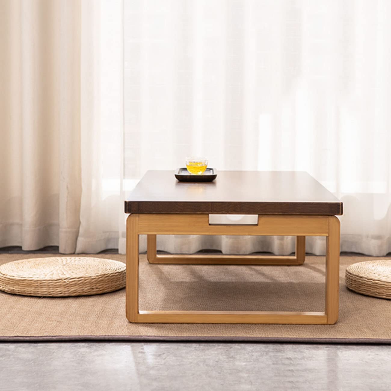 Japanese Style Folding Coffee Table - Multi-Functional Tatami Table for Living Room, Bedroom & Office (60x40x26cm, 60kg Capacity) - Perfect for Tea Time, Reading, Laptop Work & Small Space Decor (Brown)