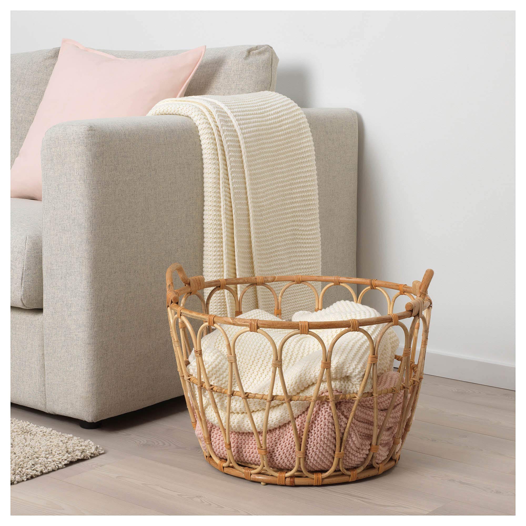 SNIDAD Woven Rattan Basket - Handmade Natural Storage Bin for Home Organization, Laundry, Toys & Decor | Perfect for Living Room, Bedroom, Bathroom & Nursery