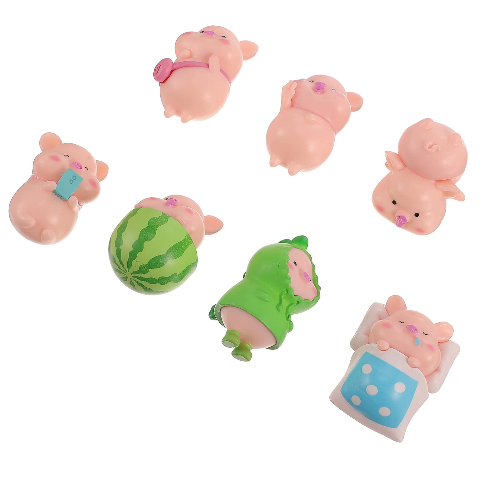 Happyyami 7Pcs Mini Pig Figurines - Cute Piggy Garden Statues for Cake Decorating, Microlandscape Ornaments & Party Supplies | Perfect for Birthday Cakes, Cupcake Toppers, Fairy Gardens & DIY Crafts
