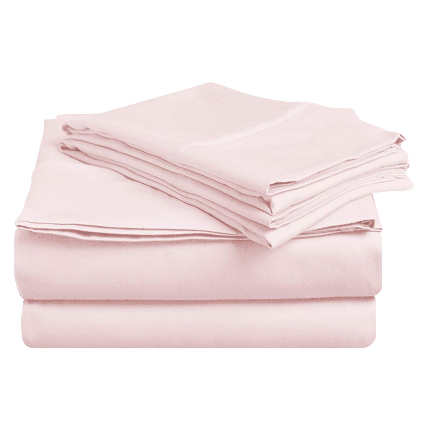 Premium 500 Thread Count Egyptian Cotton Twin Size Bed Sheet Set - Soft, Breathable & Durable Solid Pink 4-Piece Set (Fits 4