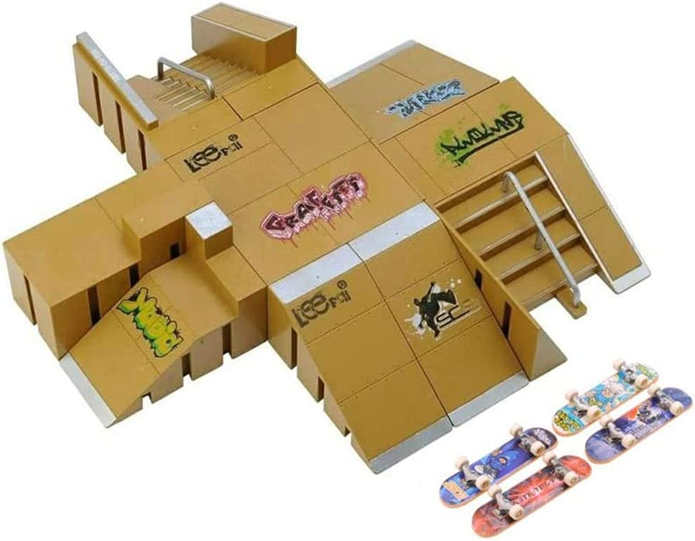 ANESTEN Mini Finger Skateboard Set with Ramp - Fun Fingerboard Toys for Kids & Adults - Perfect for Office, Home, or School Play - Great Gift for Boys & Girls (8093)
