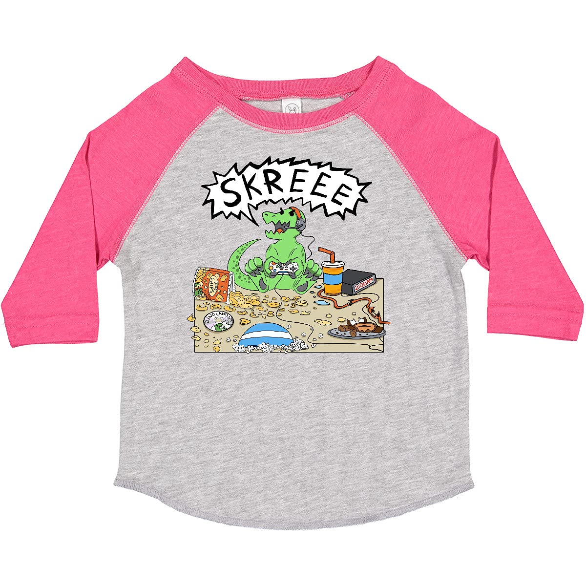 Inktastic Gaming Dinosaur Toddler T-Shirt - Cute Dino Graphic Tee for Kids & Boys - Perfect for Casual Wear, Playdates & Birthday Gifts