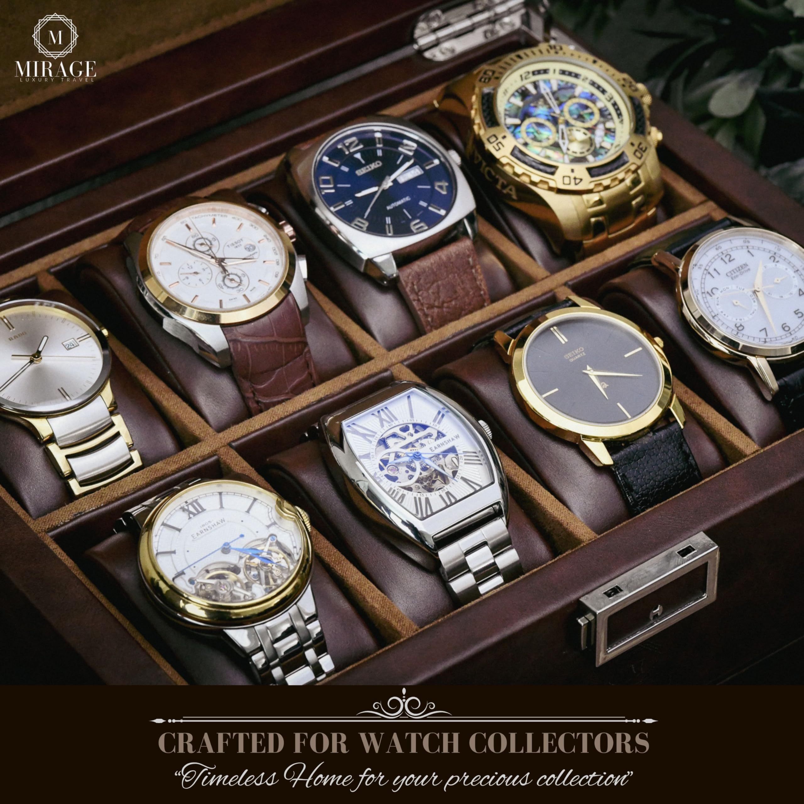Premium 8-Slot Automatic Watch Winder Box - Luxury Travel Case for Rolex, Omega & Mechanical Watches | Perfect for Watch Collectors, Business Travel & Home Display