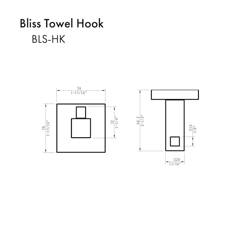 ZLINE Bliss Brushed Nickel Towel Hook - Modern Bathroom & Kitchen Wall Mount Hooks for Towels, Robes & Hats - Durable Stainless Steel Hardware for Home, Spa, Gym & RV Use