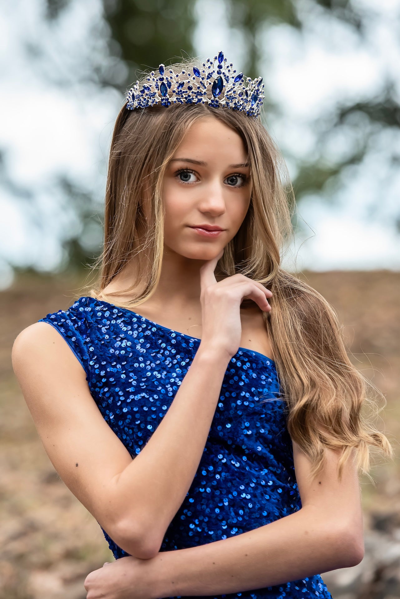 Light Hearted Deep Blue Diadem Headband - Elegant Hair Accessory for Women, Perfect for Weddings, Parties & Special Occasions