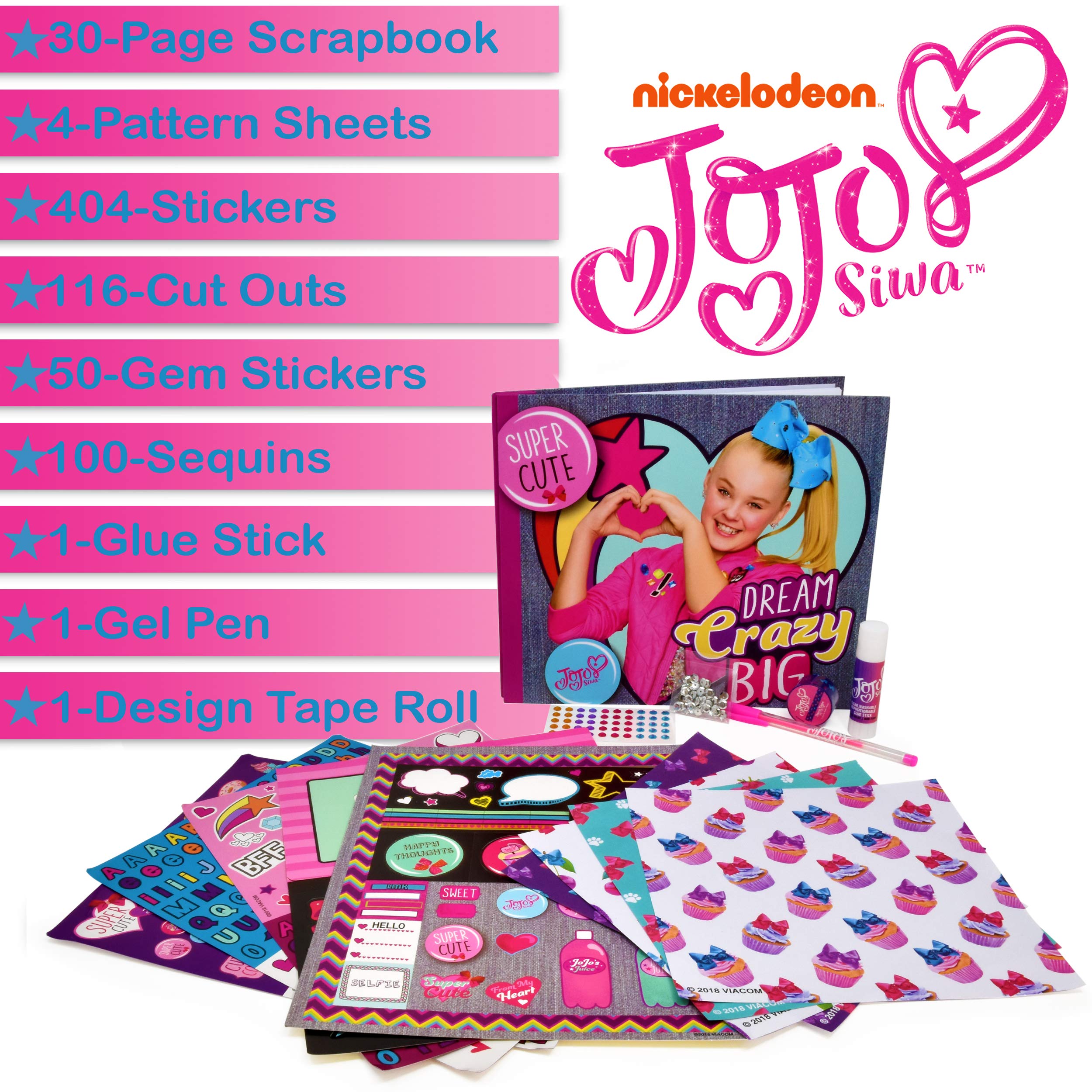 Jojo Siwa Scrapbook Kit with Stickers, Glitter Pens & Photo Album - Perfect for DIY Memory Books, Birthday Gifts & Teen Craft Projects
