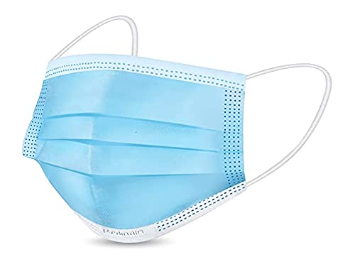 VEER MEDICINES 100-Pack Disposable 3-Ply Surgical Face Masks with Nose Wire for Men & Women - Breathable Protection for Daily Use, Travel, and Public Safety