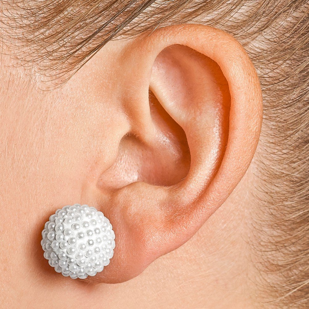 925 Sterling Silver Imitation Shell Pearl Earrings - 11-12mm & 15-16mm White Pearl Studs for Women, Elegant Gift for Birthday, Anniversary & Wedding Jewelry